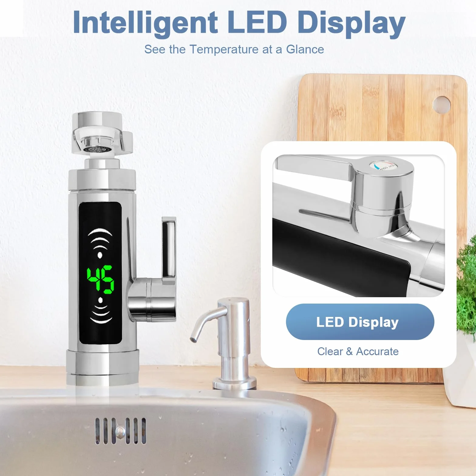 Treeisland Riscaldatore di Acqua Istantaneo 220V 3300 W Rubinetto Elettrico da Cucina