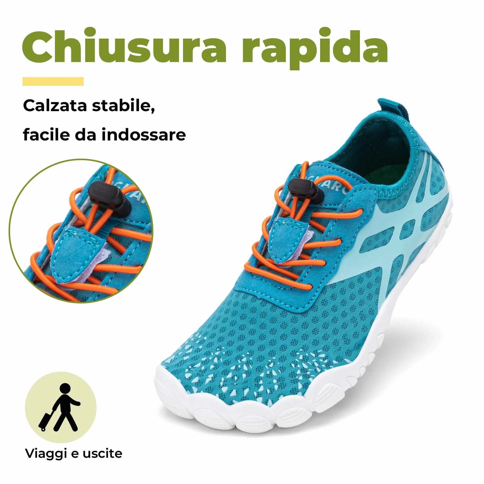 SAGUARO Scarpe da Acqua Barefoot Bambini Punta Larga Asciugatura Rapida Estate Attività Acquatiche Gr.25-36