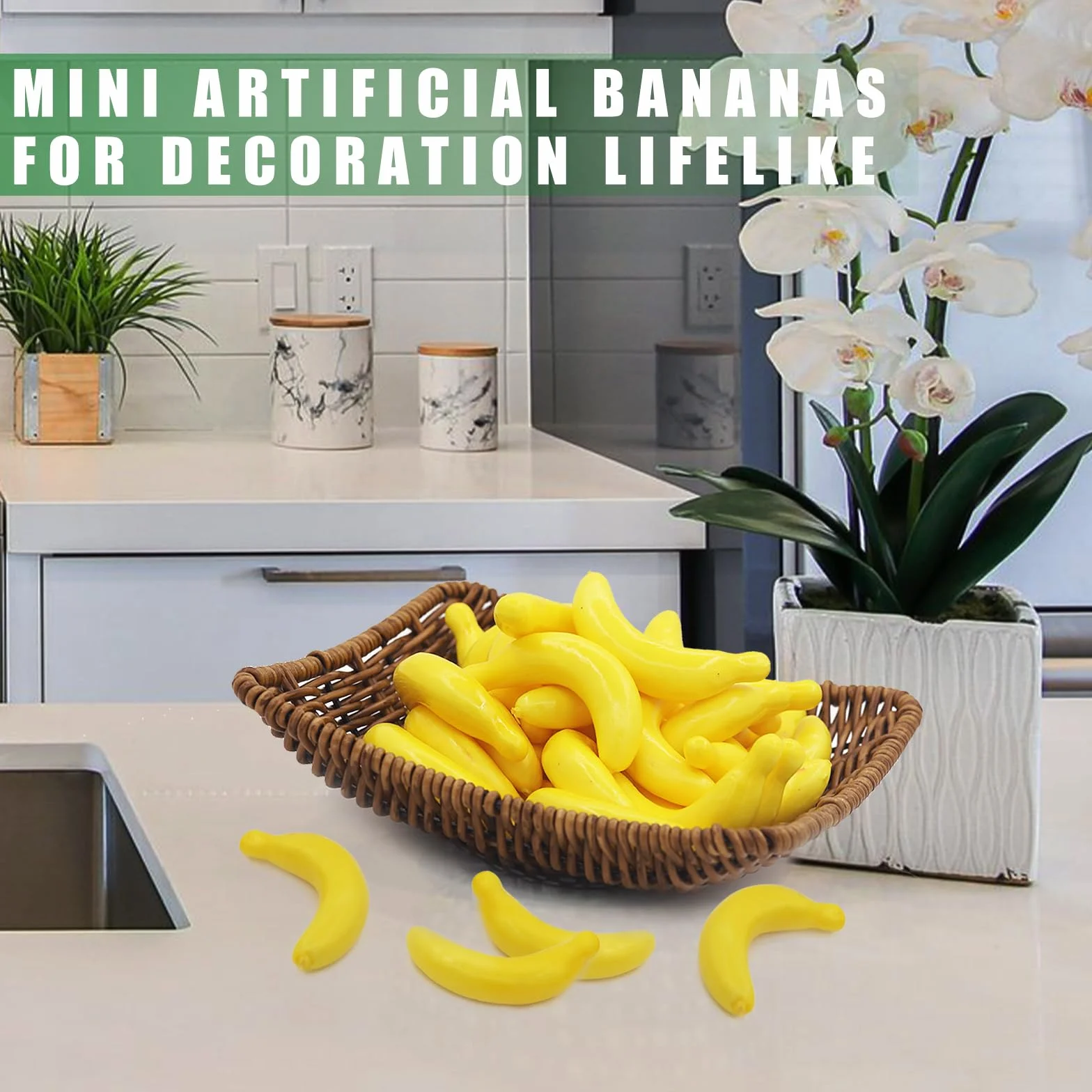 Banane artificiali realistiche in plastica 30 pezzi decorazione