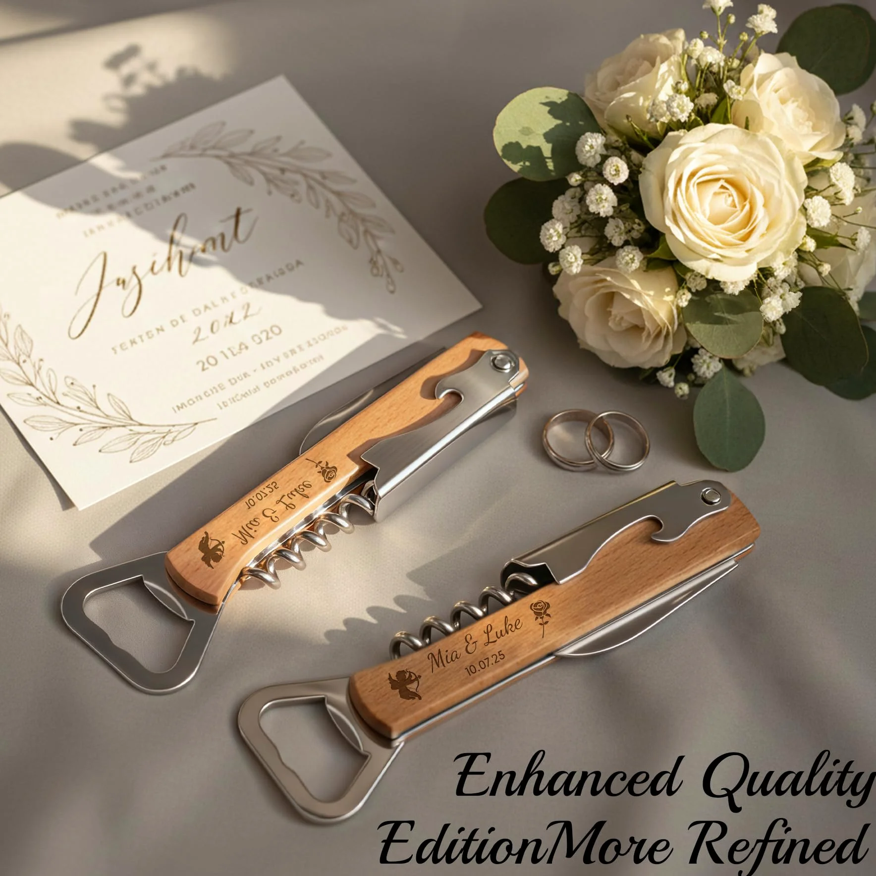 30 Pezzi Cavatappi Personalizzato - Apribottiglie Personalizzato Bomboniere Matrimonio Originali | Cavatappi Vino Regali con Nome