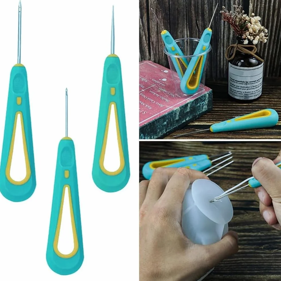 3 Pezzi Trapani A Mano con Foro Tondo, Ago per Punzonatura, Strumento per per Candele, per Realizzare Candele.