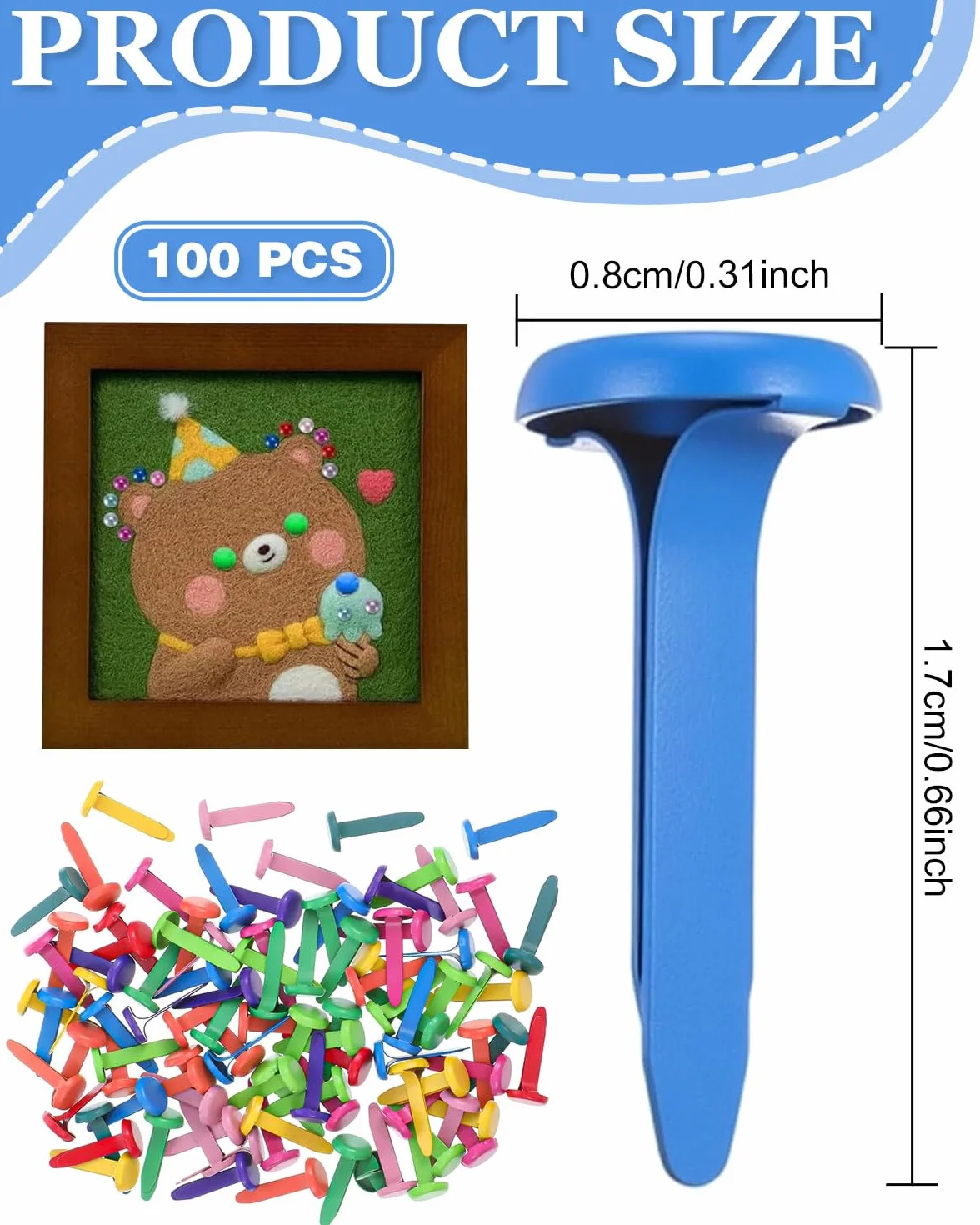 Fermacampioni Piccoli Mini Scrapbooking Brads Colorati Metallo 100 Pezzi per Fabbricazione Artigianale