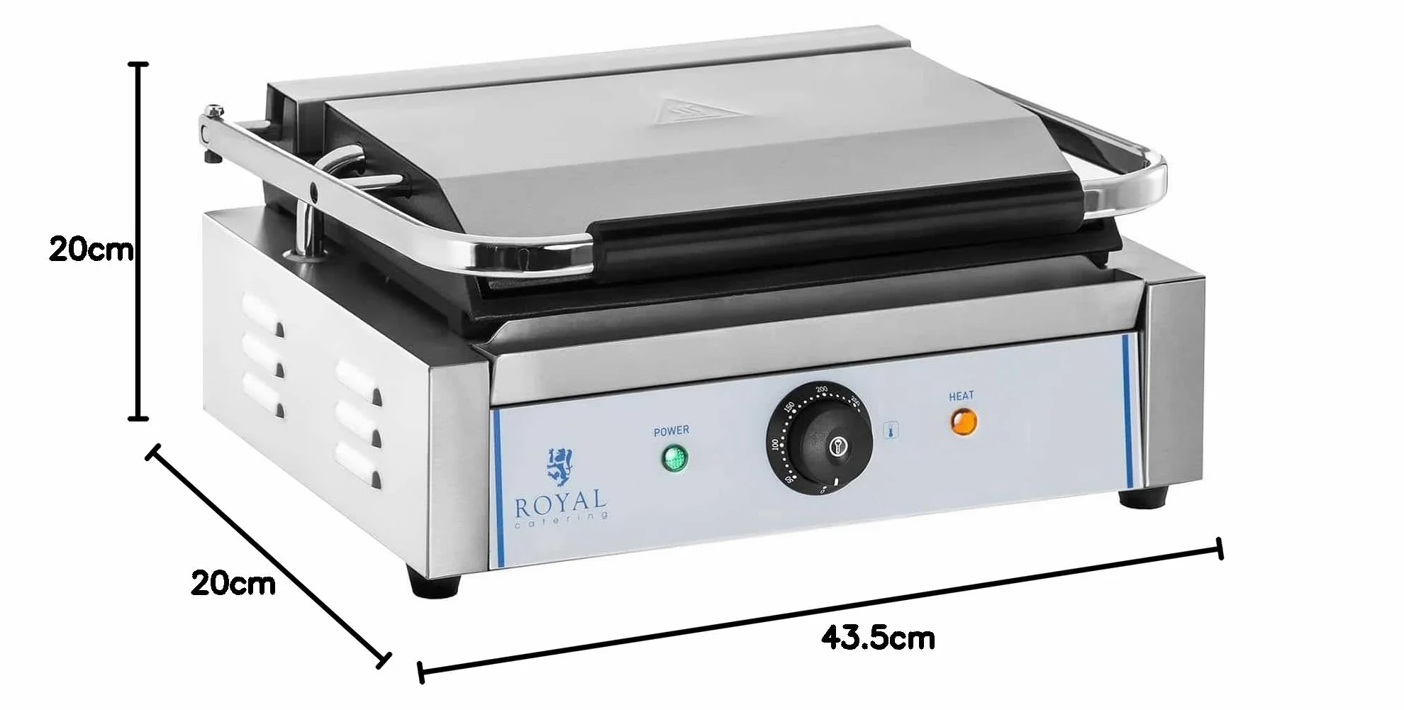 Royal Catering - Piastra Panini Liscia (2200 W) Ghisa smaltata