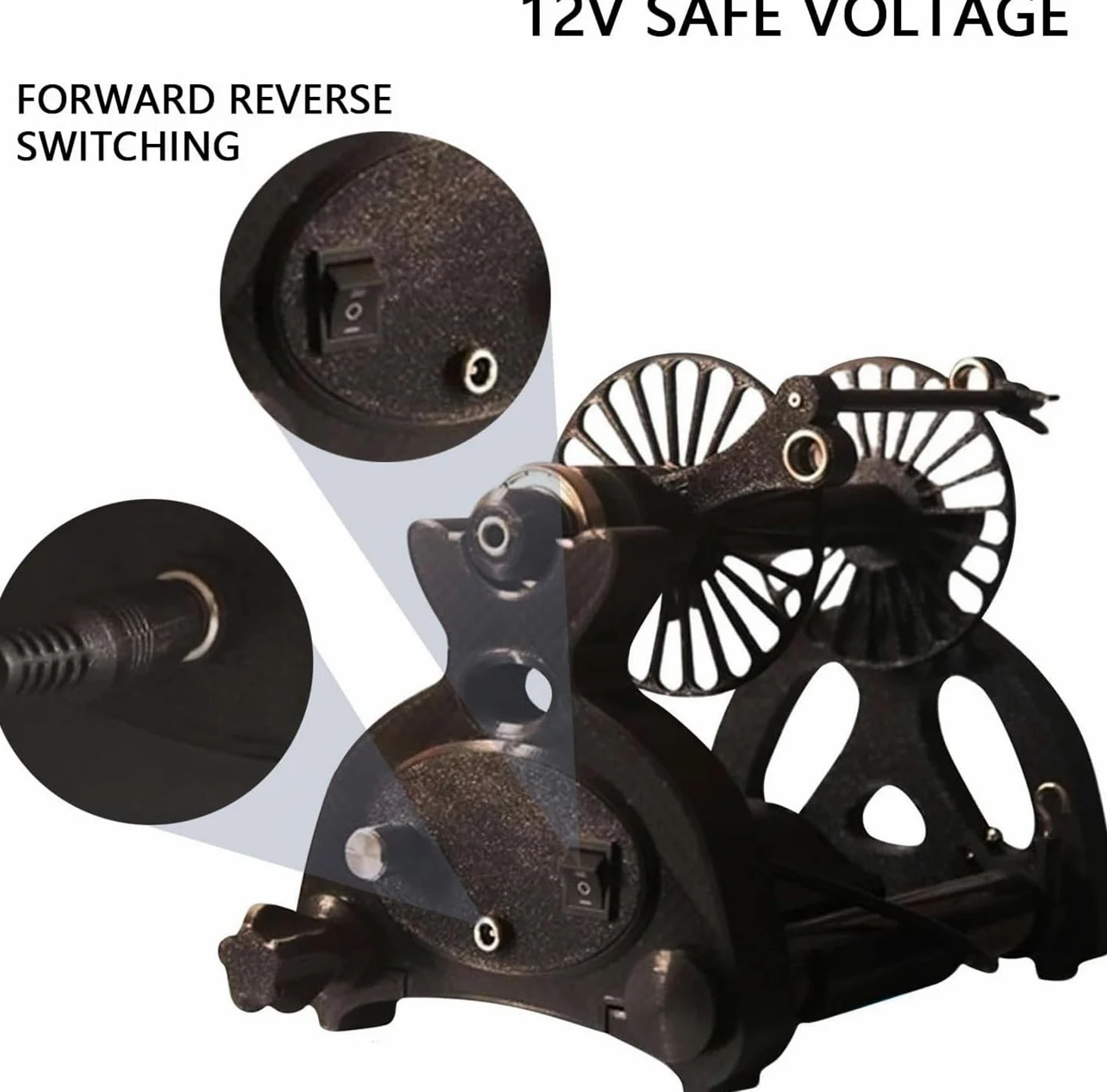 Filatore Elettrico per Filati, Ruota Di Filatura Automatica, Avvolgitore per Palline Di Lana per Filati, Mini Filatore per Lana, Commutazione Avanti E Indietro,Black