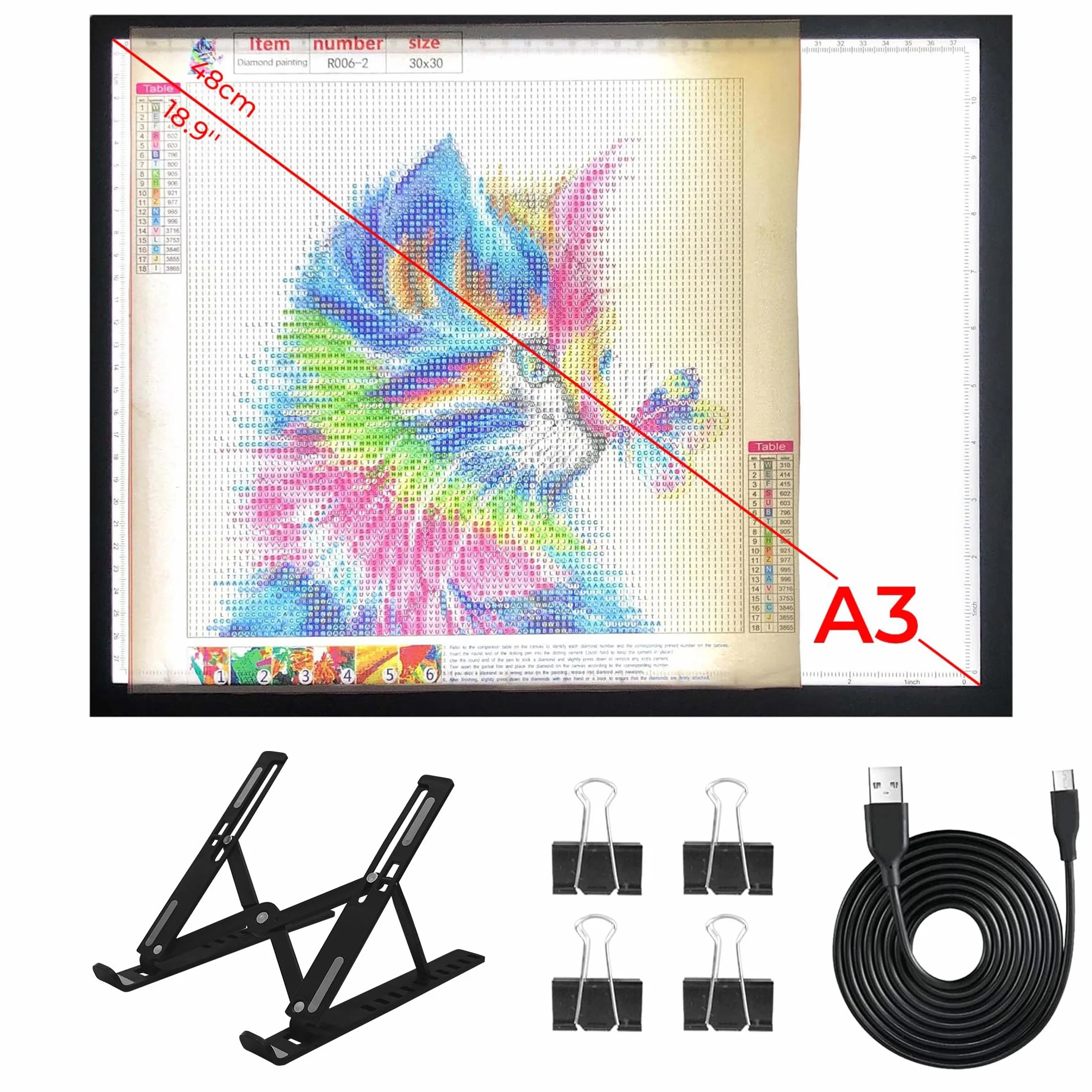 DONPEDOR A3 Tavoletta Luminosa LED Portatile 10 Livelli Luminosità per Diamond Painting, Disegno