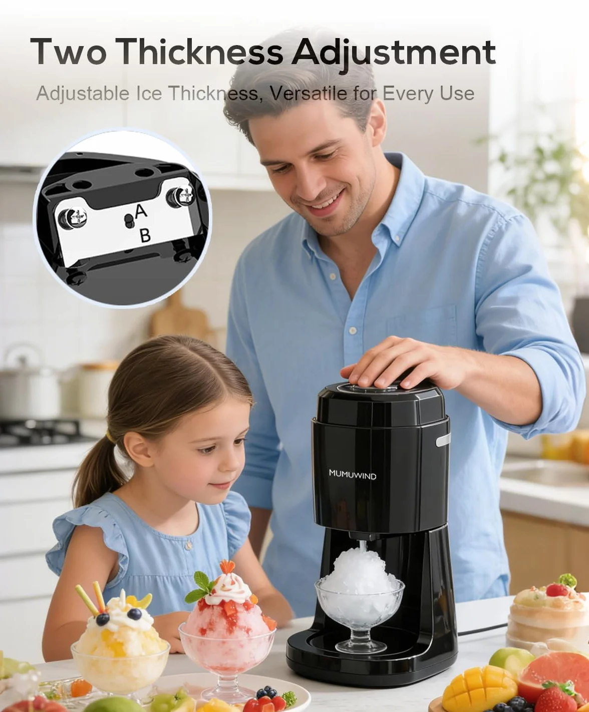Tritaghiaccio Elettrico, Macchina per Granita da casa, Trita Ghiaccio Elettrico, ice crusher Macchina Granita per Bevande Rinfrescanti, Perfetta per Estate e Feste,Cocktail e Sorbetti
