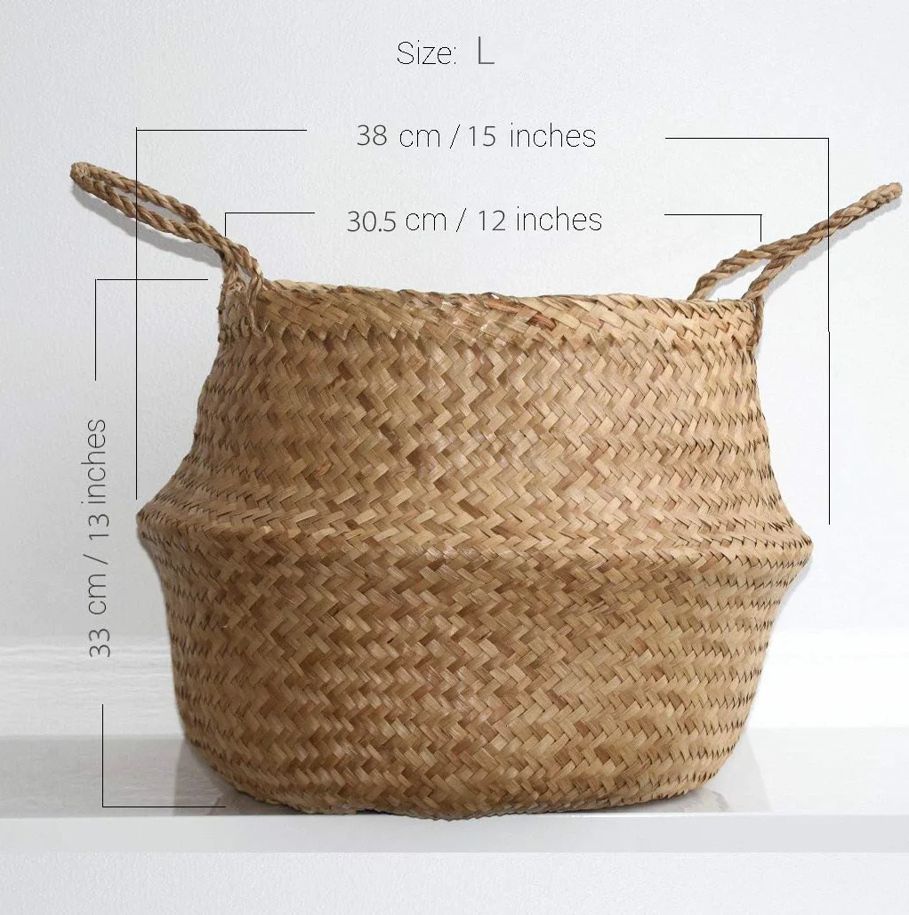 Cesto in Vimini per Piante con Alghe Intrecciate 38x33cm Decorazione e Conservazione
