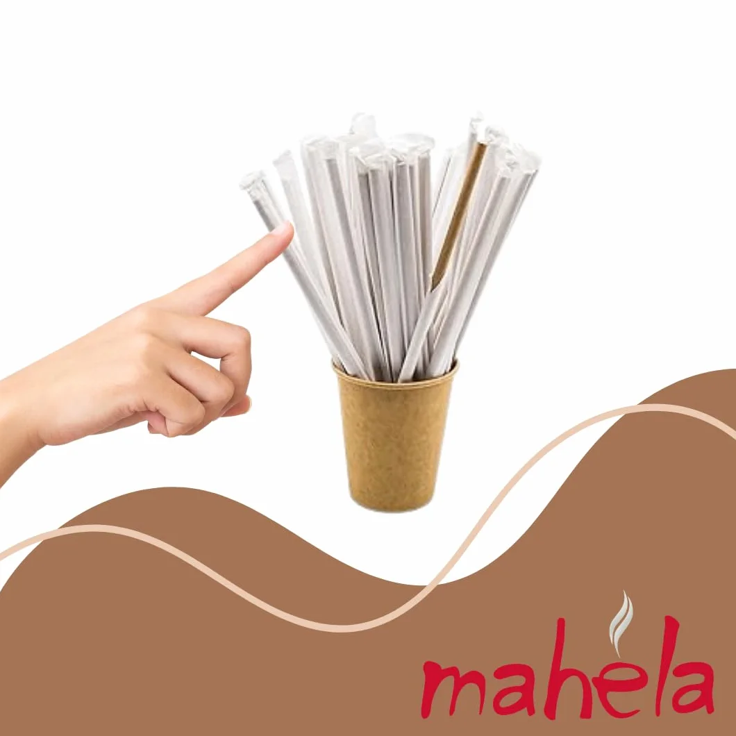 Mahela - 400 cannucce di carta imbustate singolarmente - Ecologiche Biodegradabili colore Avana Ideali per Bibite