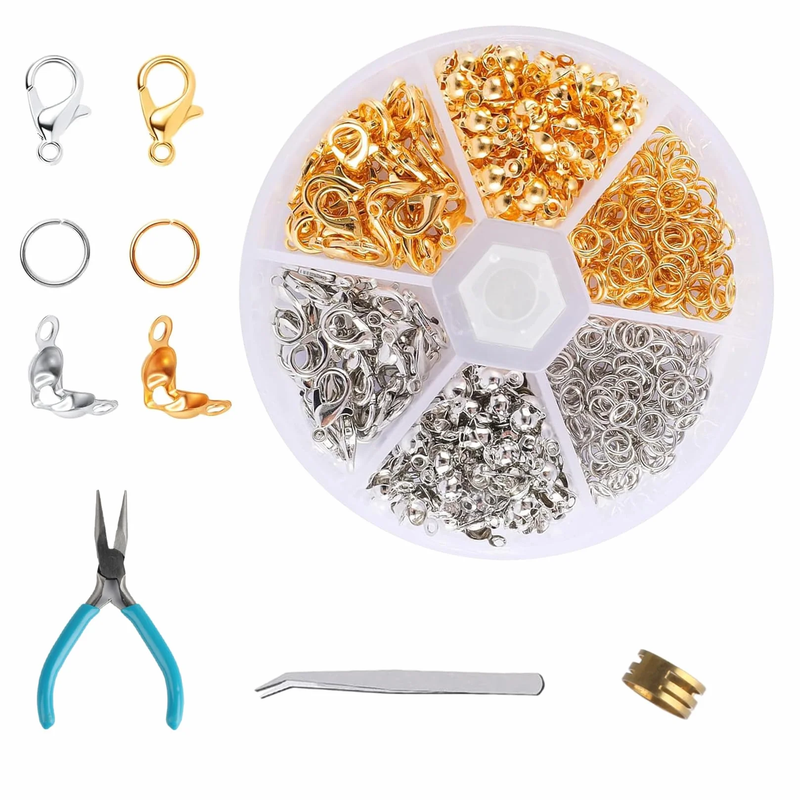 Chiusure Per Braccialetti, 463x Ganci Per Braccialetti fai da te, Kit Accessori Chiusura, Fermagli Chiusura per Collana Gioielli, Oro/Argento