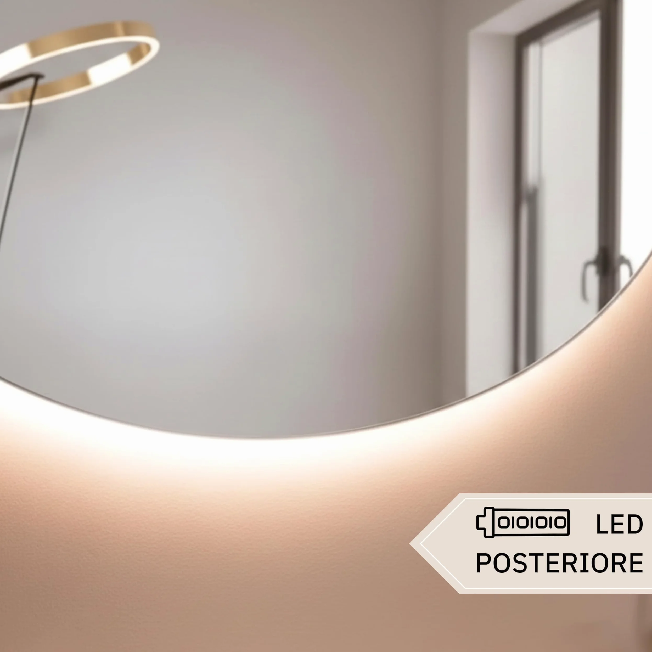 STYLE GLASS MOSES 80x60cm - Specchio con Striscia LED 4000K - Specchio bagno Ovale MOSES - Specchio da parete - Specchio con led - Specchiera Bagno Made in Italy Bordo Filo Lucido Moderno