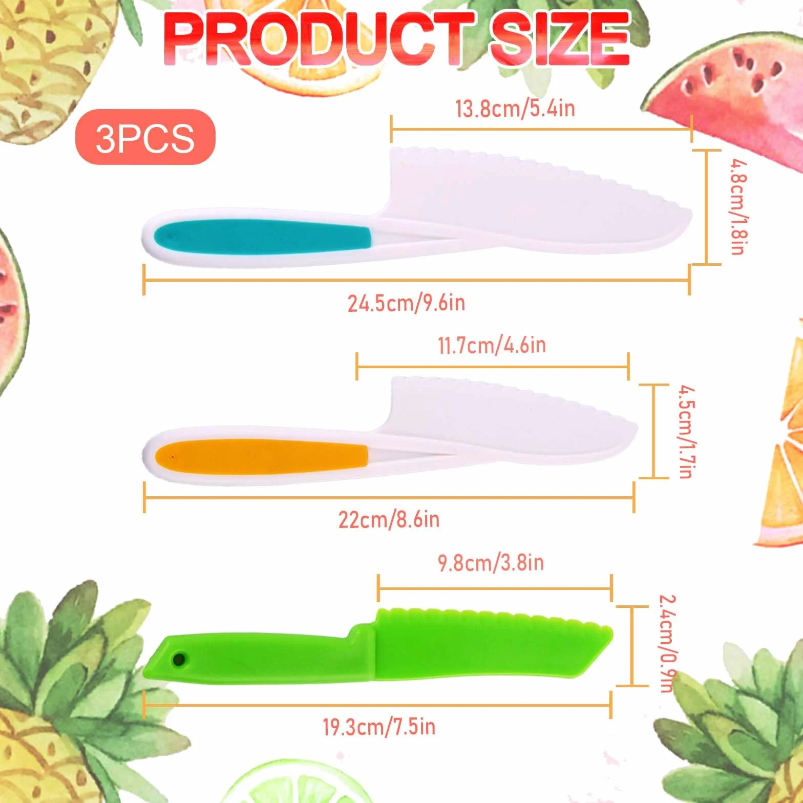 Coltelli per Bambini, 3 Pezzi set Coltelli Bambini, Coltelli Cucina Seghettati, set Coltelli Cucina Bambini, set di Coltelli da Cucina per Bambini per Tagliare Frutta o Verdura