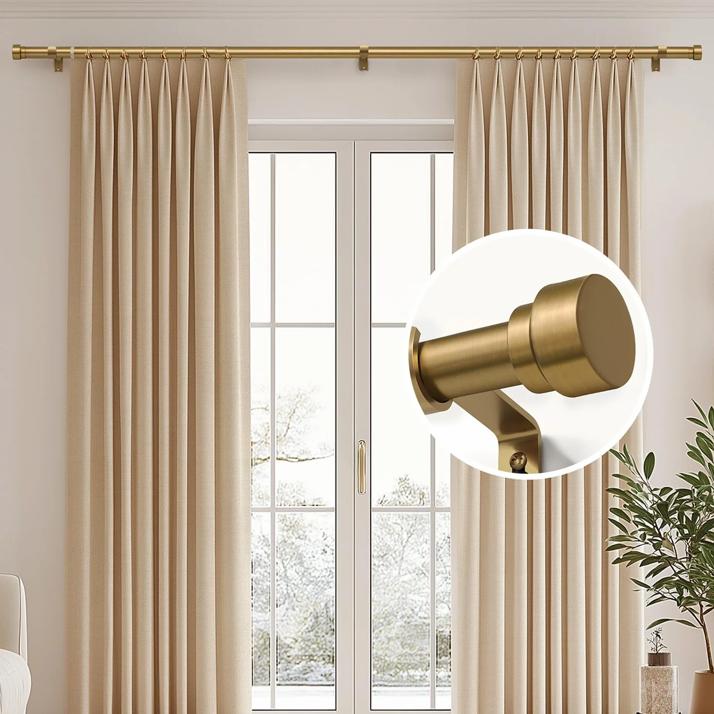 Asta per Tende Allungabile 80-218 cm Ottone 25 mm Soffitto Parete Metallo