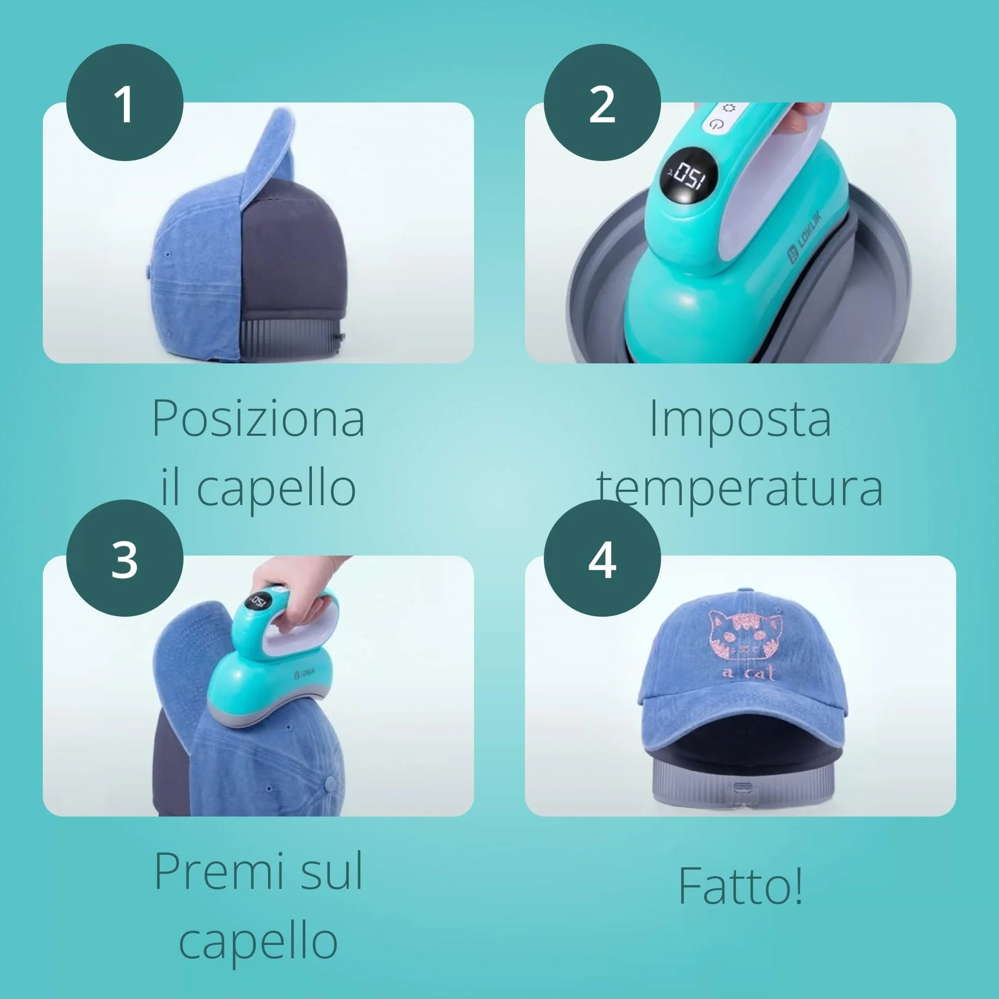 LOKLIK Impress Pressa a caldo automatica per berretti cappelli, sublimazione, vinile