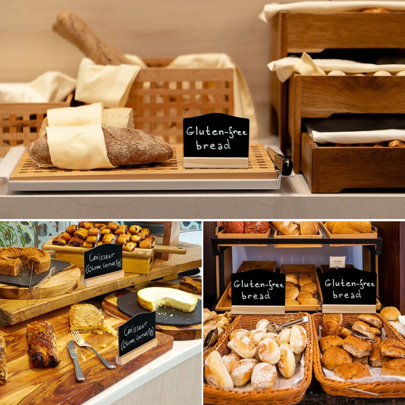 10 pezzi Espositori Lavagna piccola lavagnetta cancellabile Con supporti in legno Scrivere Per cartellini Menu bevande Decorazioni per matrimoni Buffet scolastico Tavolo di compleanno Festa