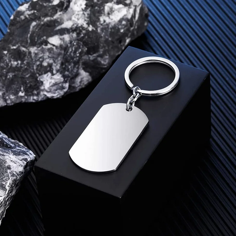 Stileitaliano portachiavi personalizzato piastrina family argento con incisione porta chiavi militare alluminio idea regalo