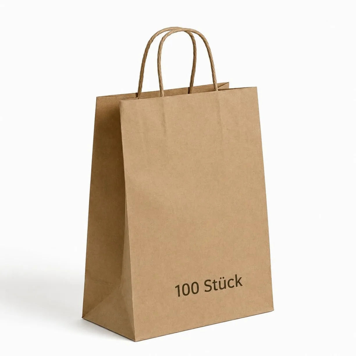 Commerline 100 pezzi Sacchetti di carta marrone con manico, 35+14x36 cm Sacchetti di carta kraft con maniglia in corda, sacchetti di carta per la spesa e il confezionamento, sacchetti regalo per feste