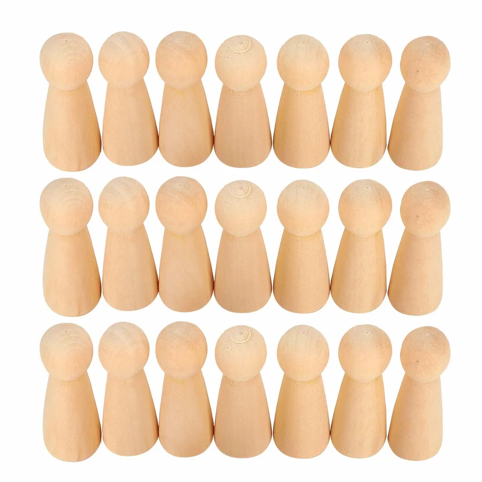 20pcs bambole con piolo in legno figure in legno non finite naturali per pittura d'arte, artigianato fai da te, bambola decorativa per la casa