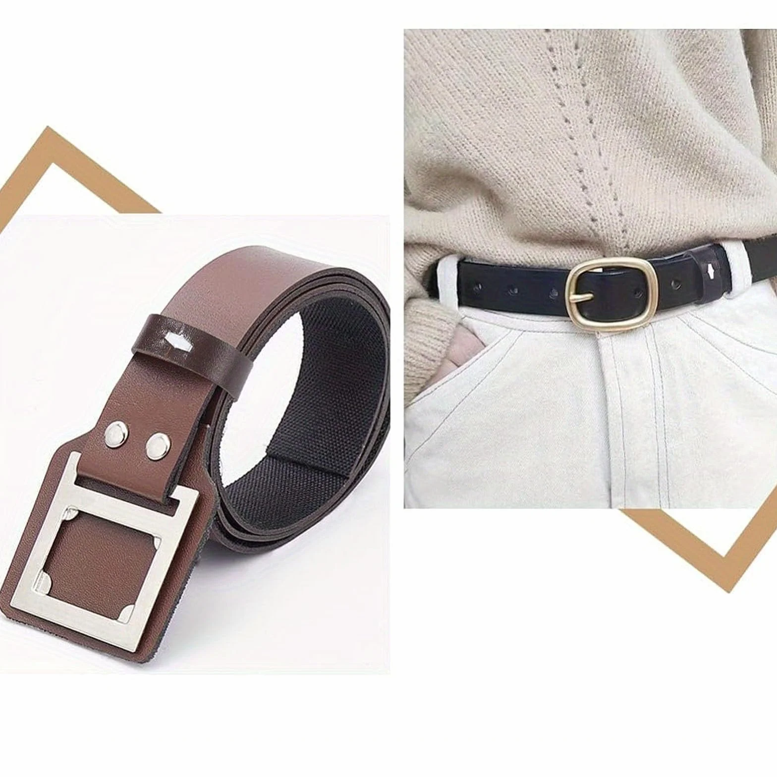 6 pezzi Passante per Cintura in Pelle Bovina 2 Colori Fermacintura Fermacintura Strumento di Fissaggio Cinturino, Supporti per Passanti in Pelle 11,5 cm Circonferenza esterna