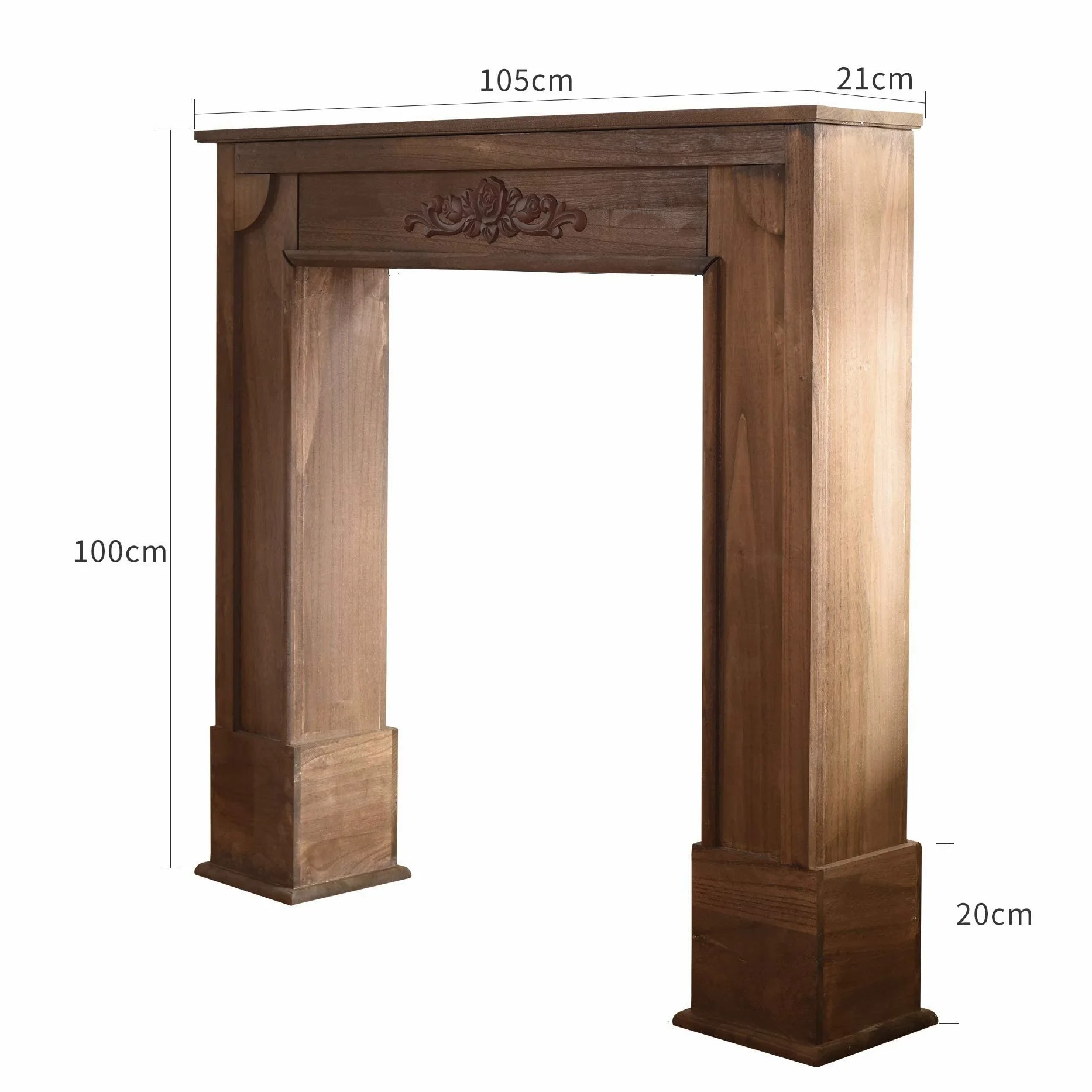Rebecca Mobili Cornice Decorativa Marrone, Cornice Camino Shabby, per Salone - Misure 100 x 105 x 21 cm (HxLxP) - Art. RE4862