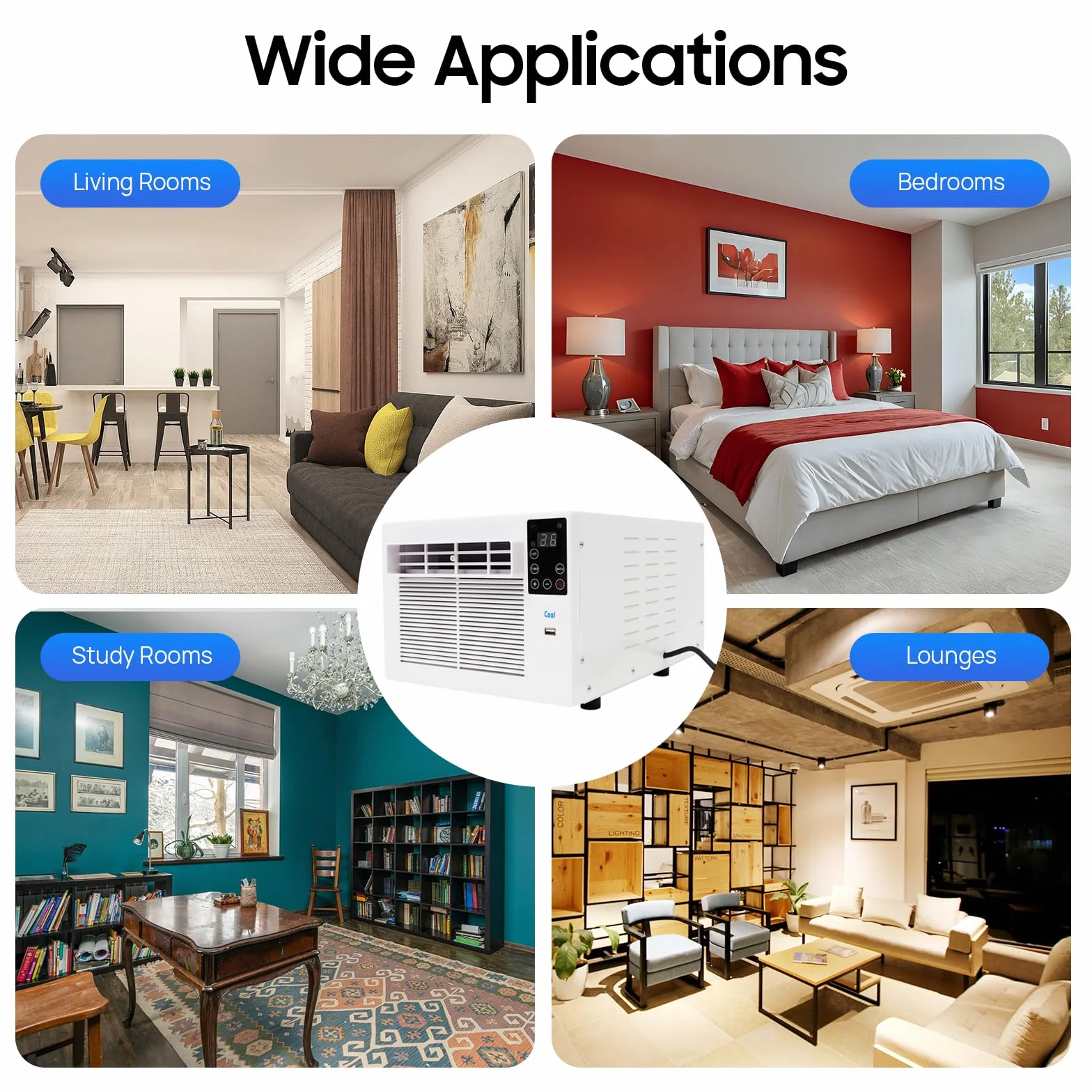 Mini condizionatore d'aria 280 W da asporto, dispositivo di raffreddamento intelligente con ventola regolabile e timer, adatto per camere da letto e piccoli spazi