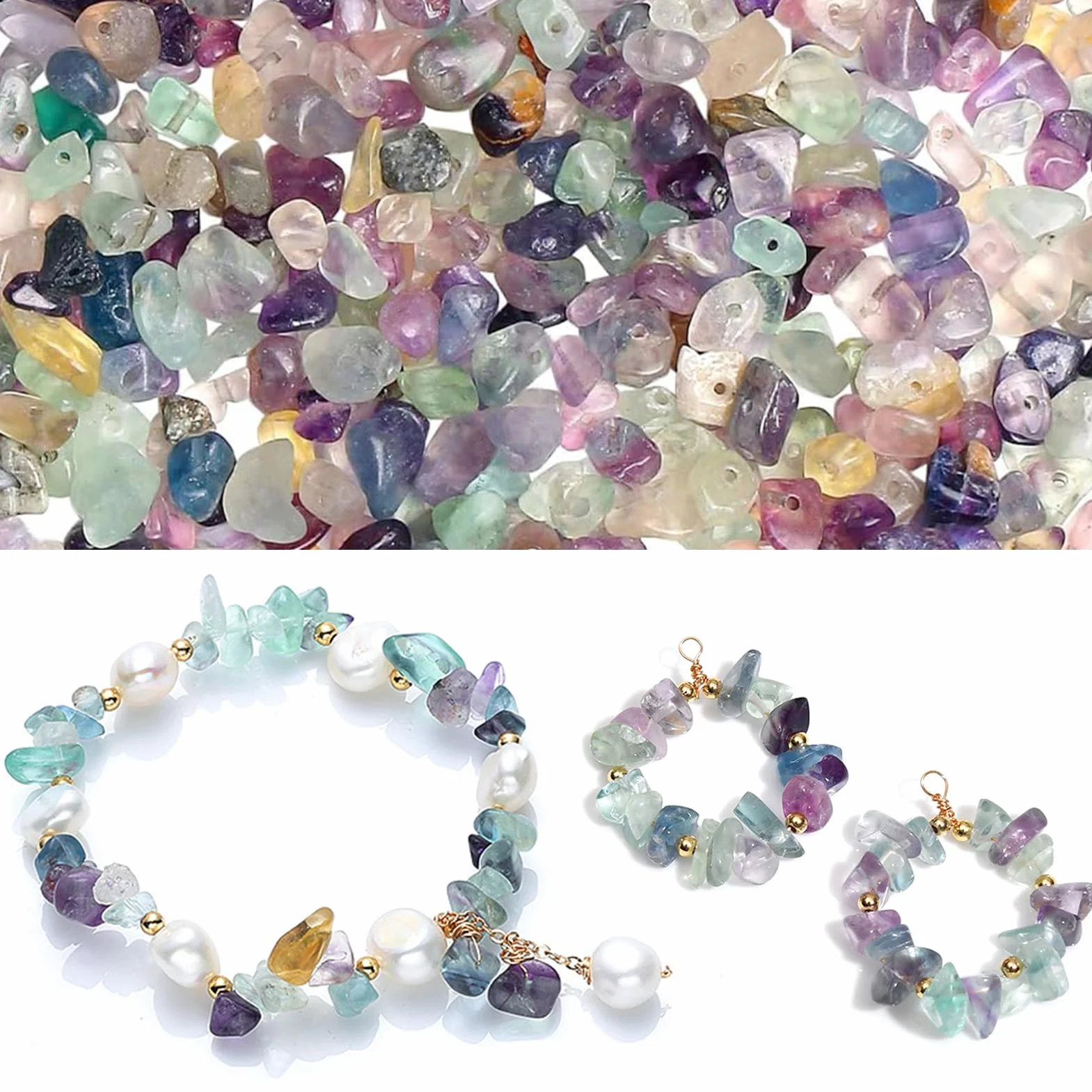 HERZONE 450 perle di fluorite fili di cristallo naturale per braccialetti collane fai da te