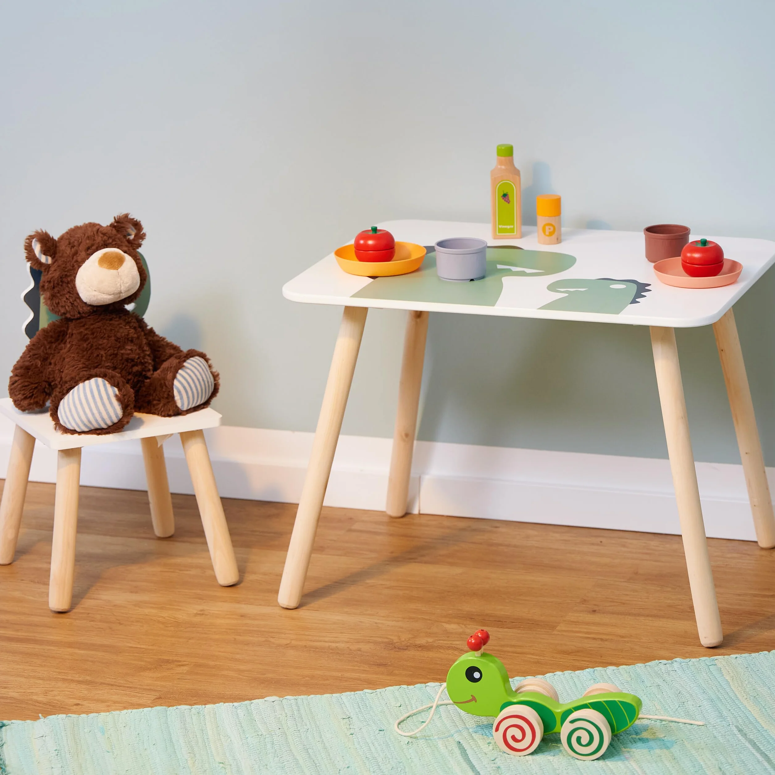 Relaxdays Tavolino da Bambini con Sedia MDF Design Dinosauro