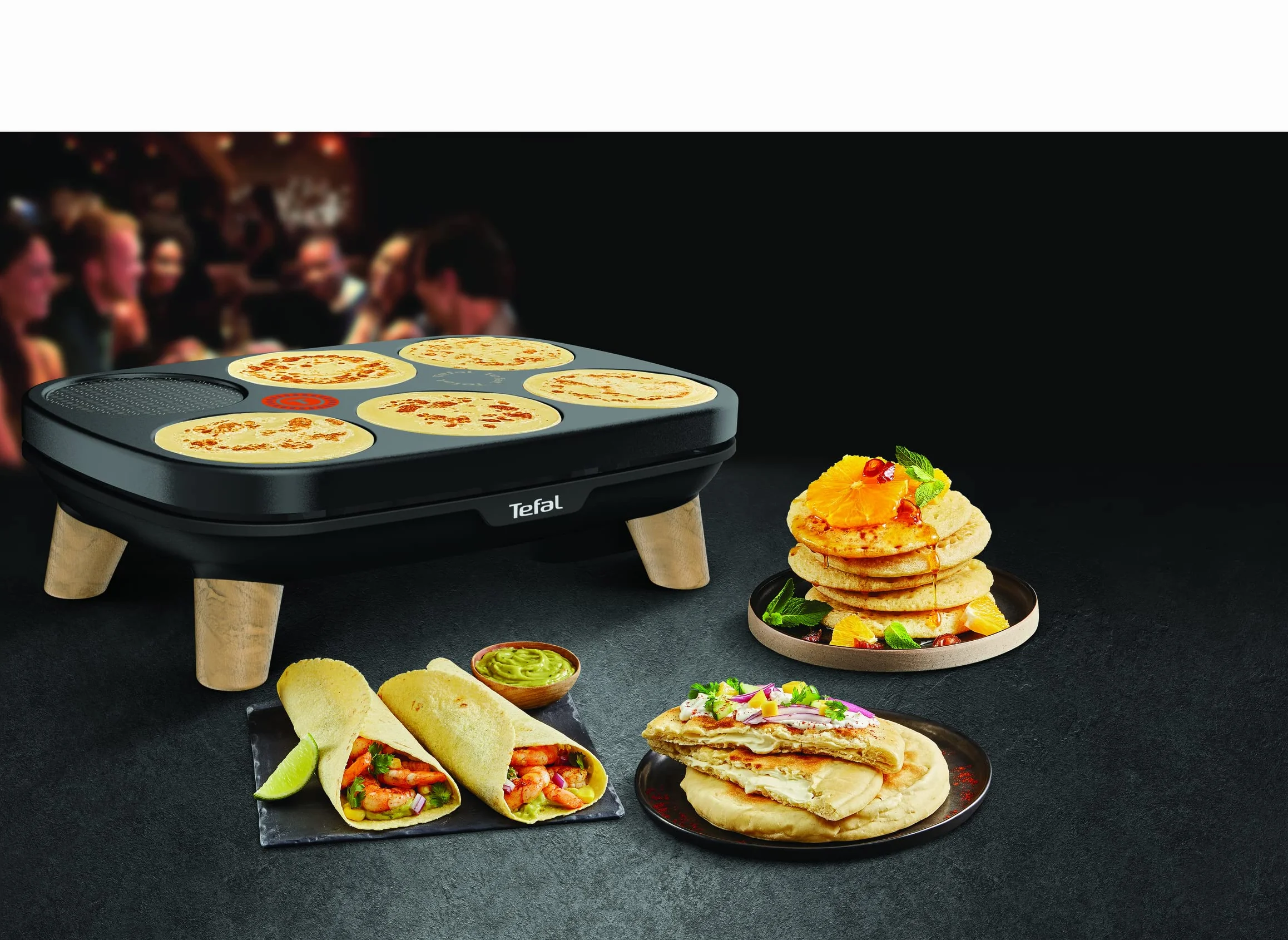 Tefal PY900D12 Gourmet Crepiere Deux plaques amovibles antiadhesives Temperature reglable Crepes Galettes Pancakes