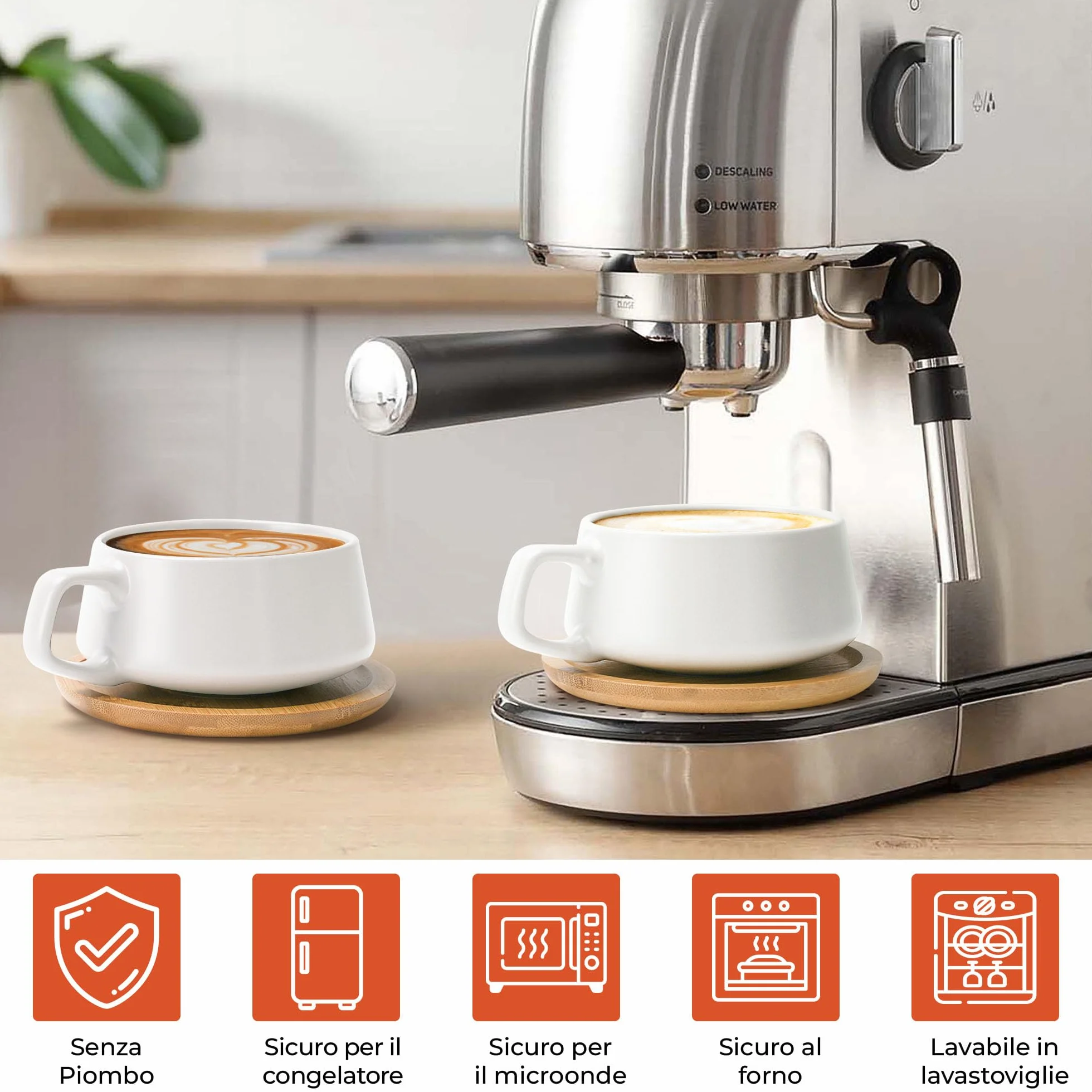 MIAMIO 4 tazze da caffè 320 ml set in gres Luxe Bianco