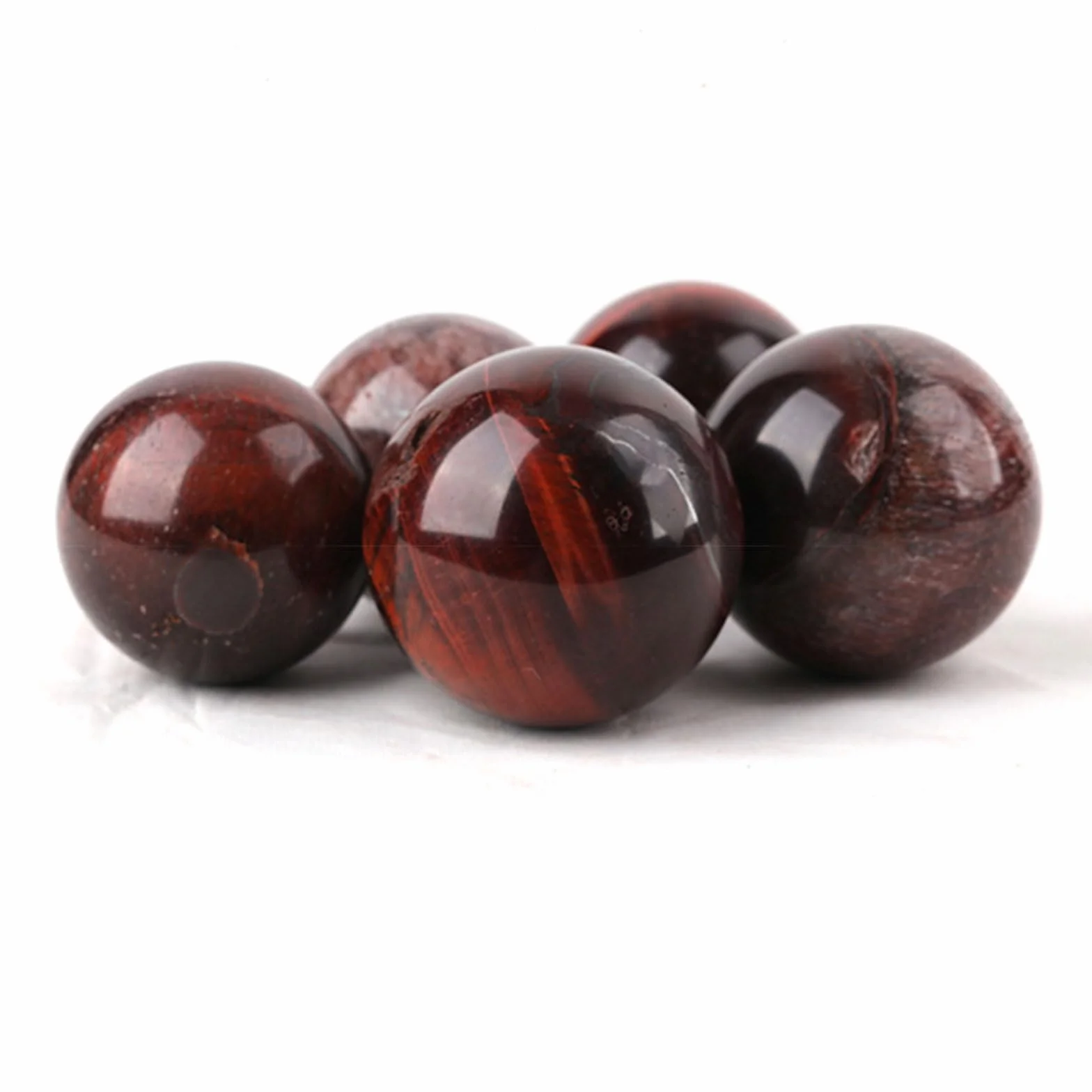 Naturalny zestaw 3 kulek z kryształu czerwonego tygrysiego oka 32-34mm do dekoracji Feng Shui