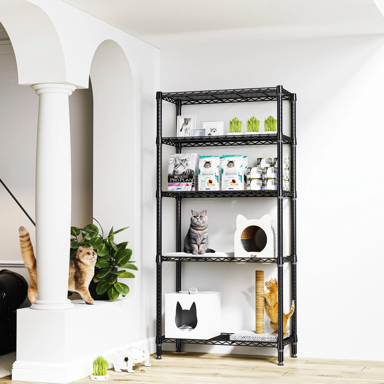 Scaffale in metallo a 5 ripiani 567 kg nero 40 x 85 x 173,9 cm