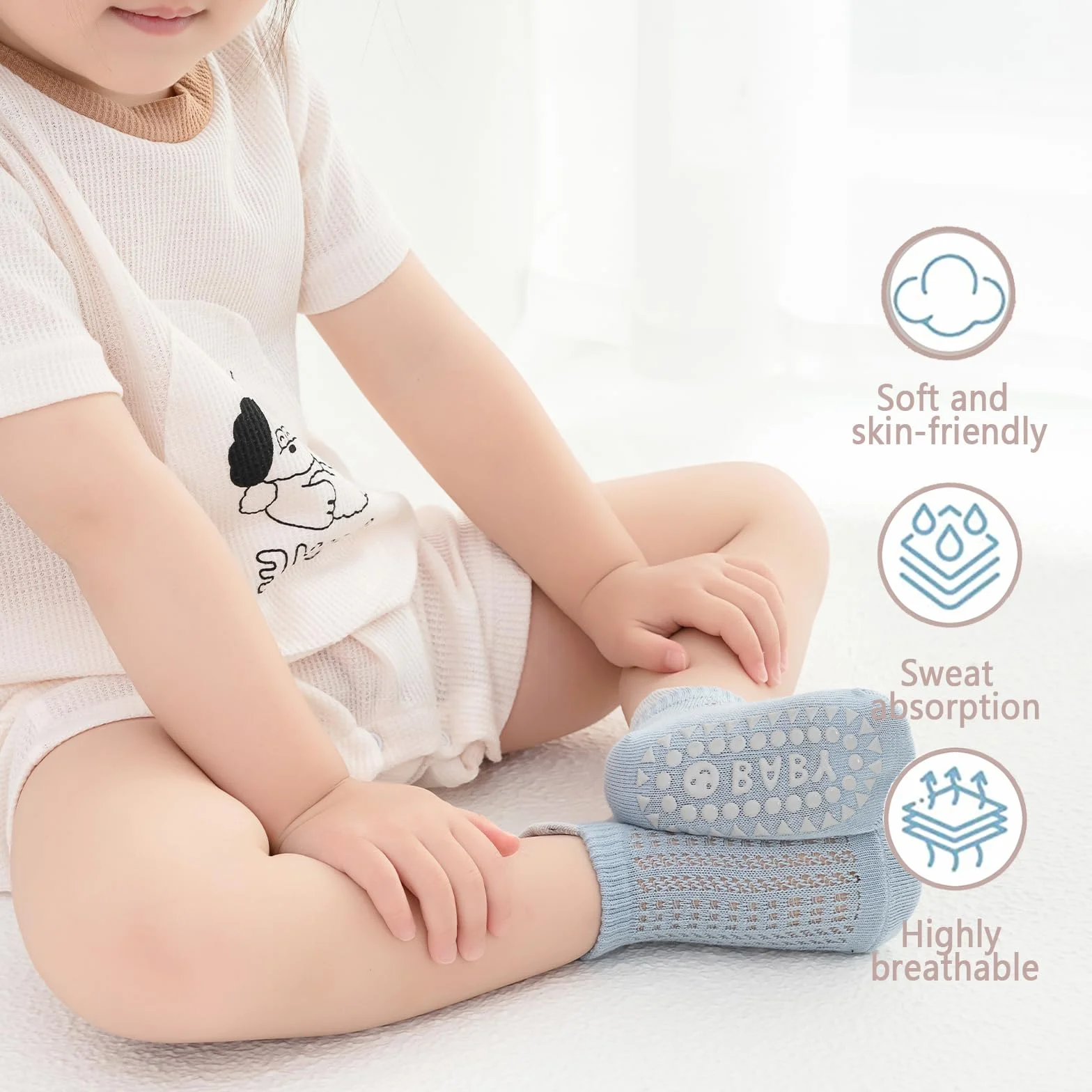 Calzini antiscivolo per bambini traspiranti carini 8 paia