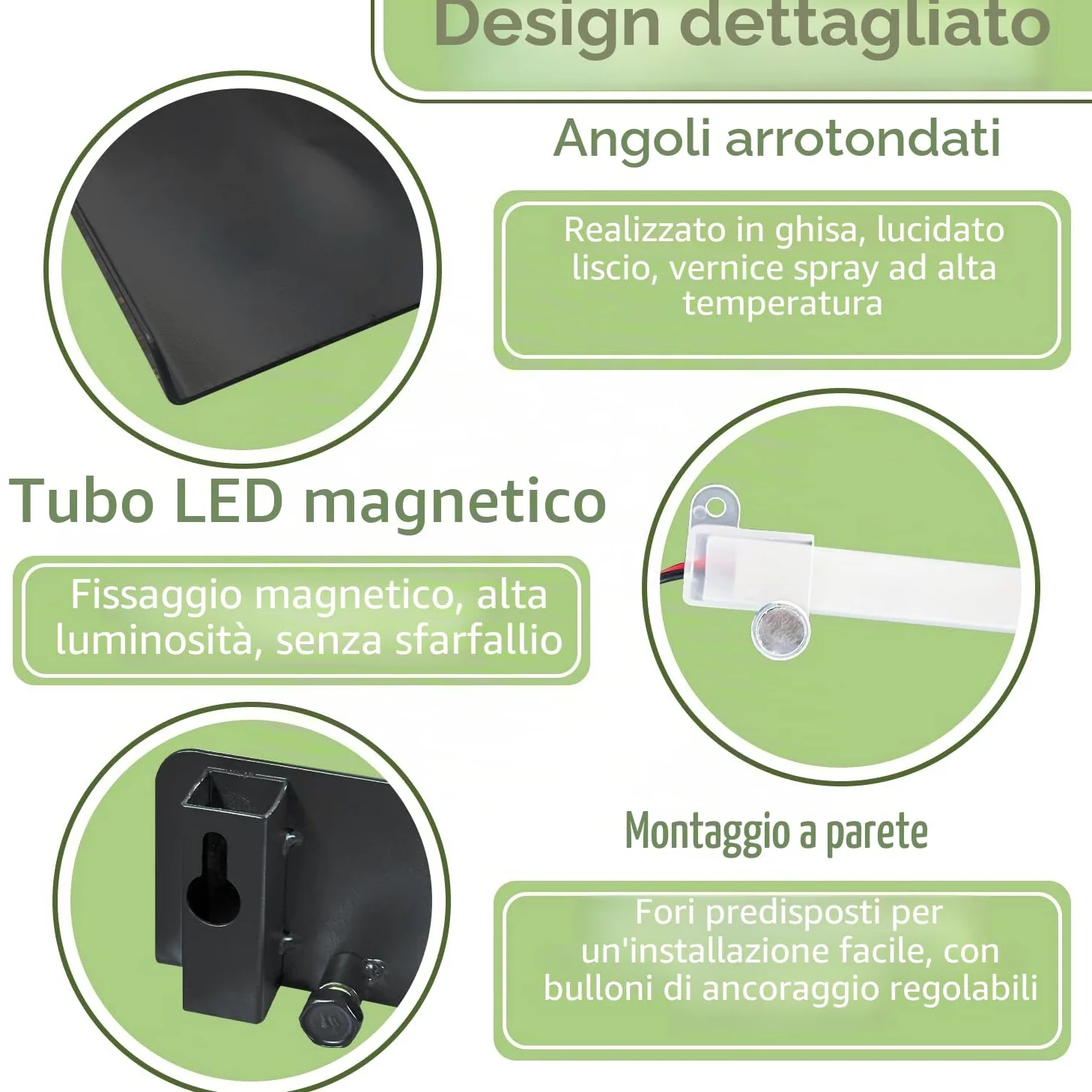 Regali a parete sospesi in metallo simdennr con luci LED, scaffale espositivo a sospensione per soggiorno, cucina, bagno, scaffale espositivo con luci LED integrate, nero, 60 cm