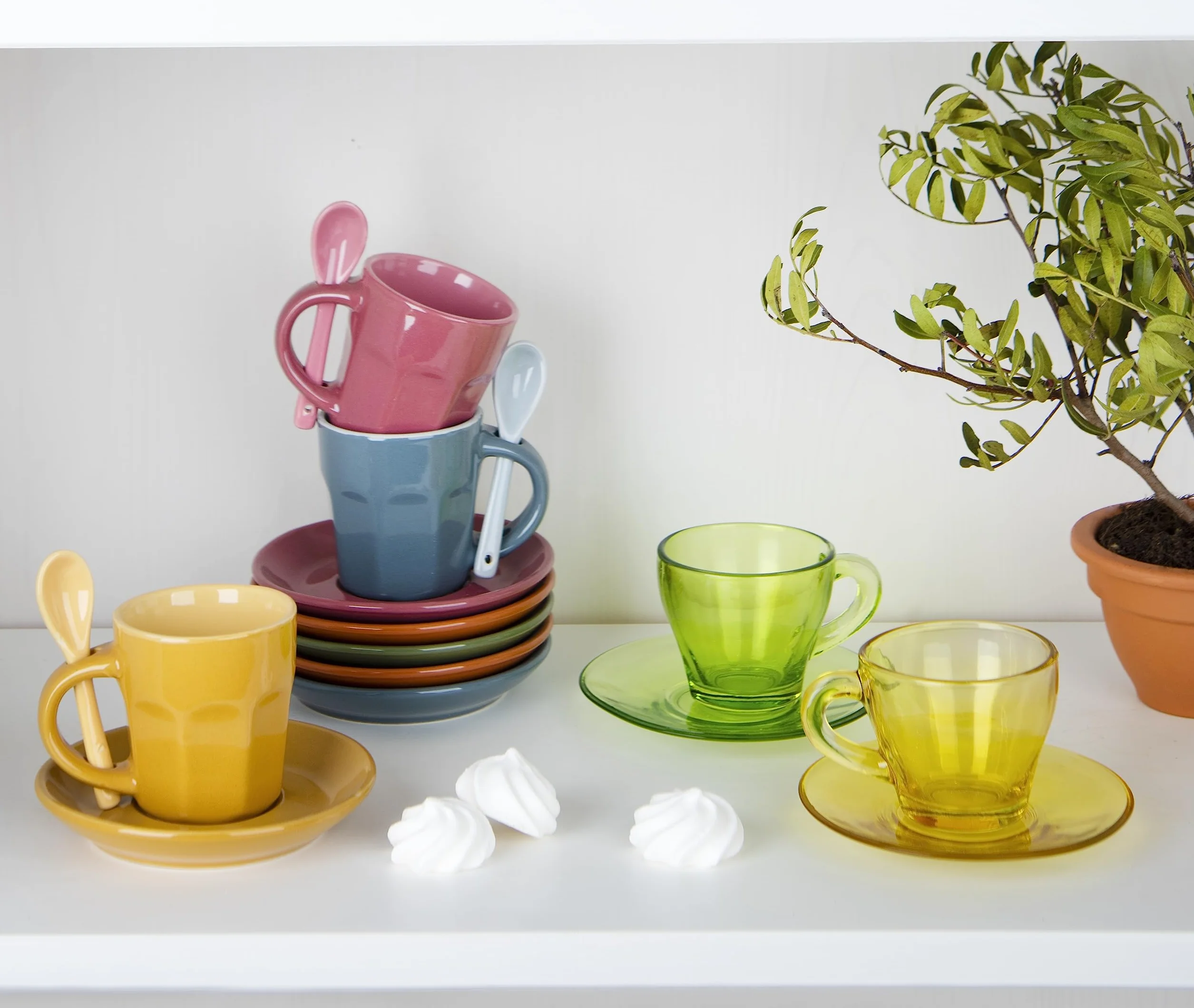 Excelsa Abbraccio Set Tazzine Da Caffè, Ceramica, 6pz, Multicolore, ‎5.5 x 5.5 x 6.5 cm, 1.47 Kg