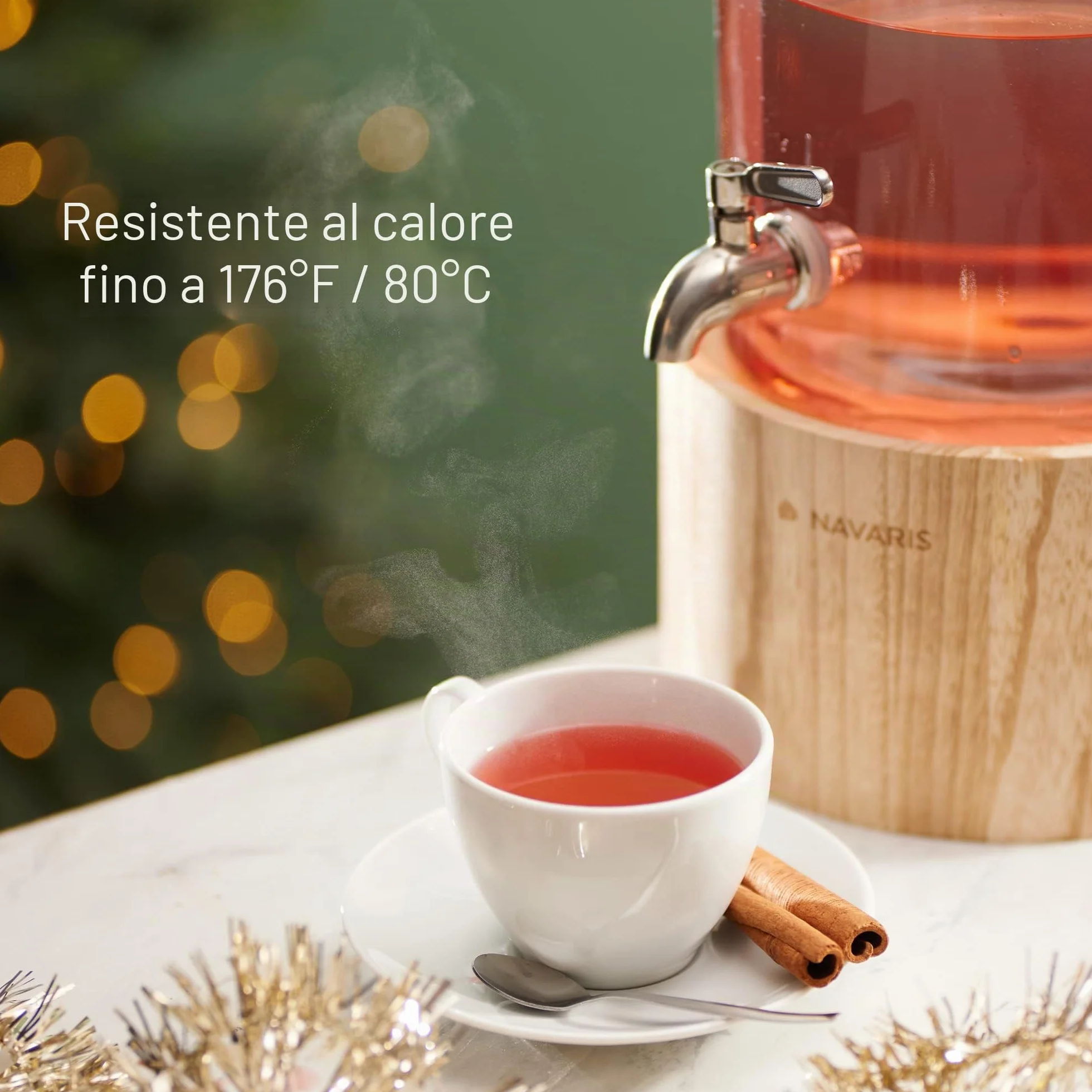 Navaris 5.6L Contenitore Bevande in Vetro con Rubinetto Distributore Acqua Sangria Cocktail Vino