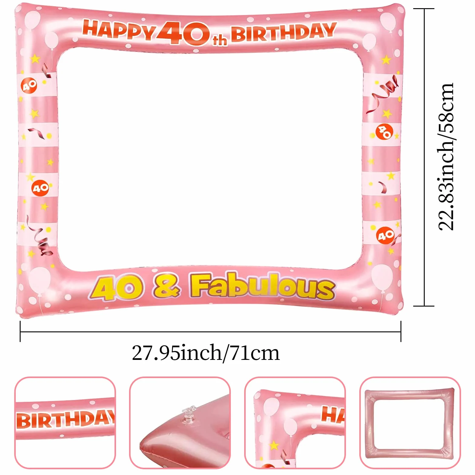 Cornice per Foto 40° Compleanno, 40 Pezzi Photo Booth oro rosa Accessori Carta Foto Frame Puntelli Fotografia Decorazione Festa
