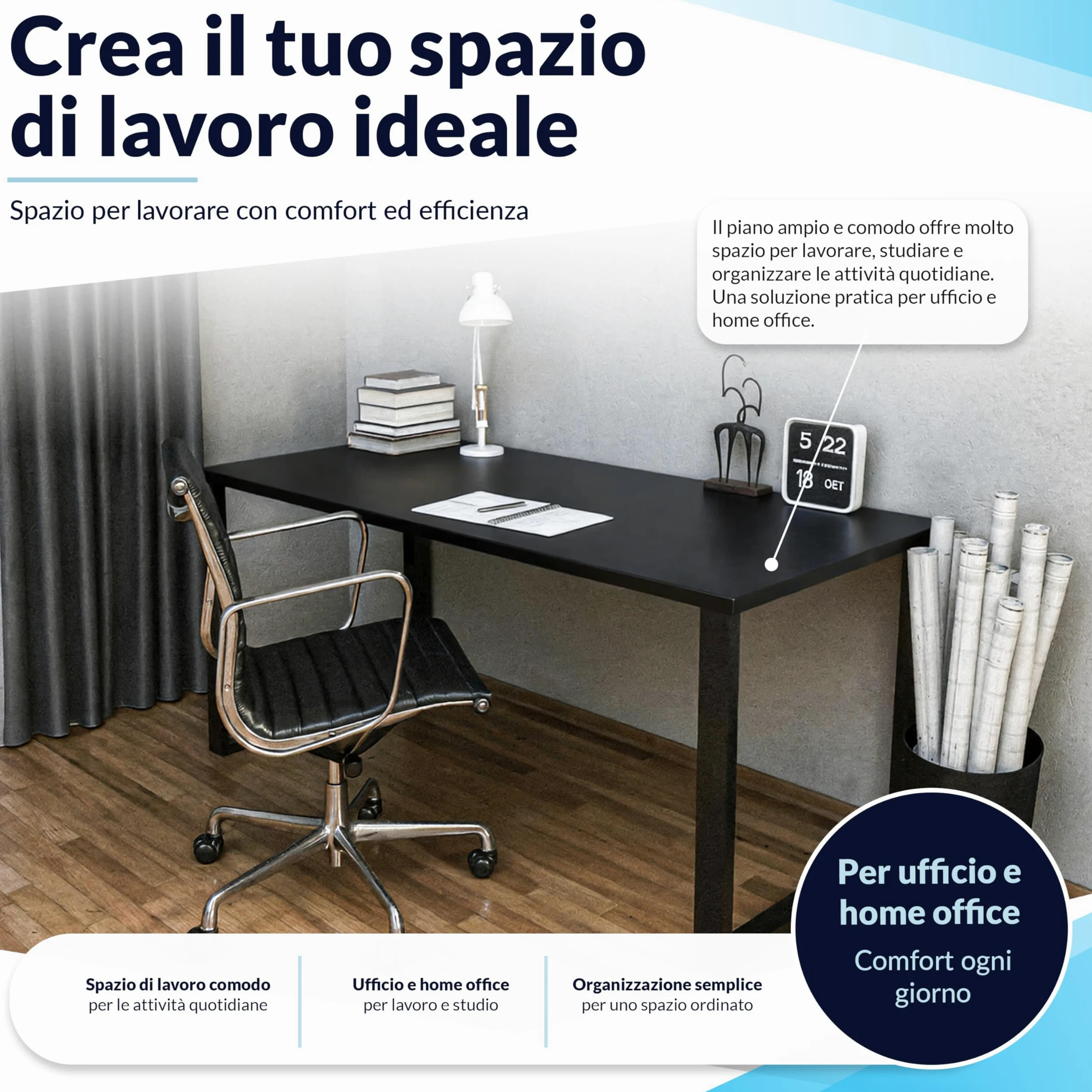 POKAR Piano da Tavolo 120x80 cm | Piano per Scrivania Spessore 25 mm | Perfetto per Scrivania Regolabile in Altezza e Tavolo da Pranzo | Resistente e Stabile | Prodotto in Europa | Quercia Davos