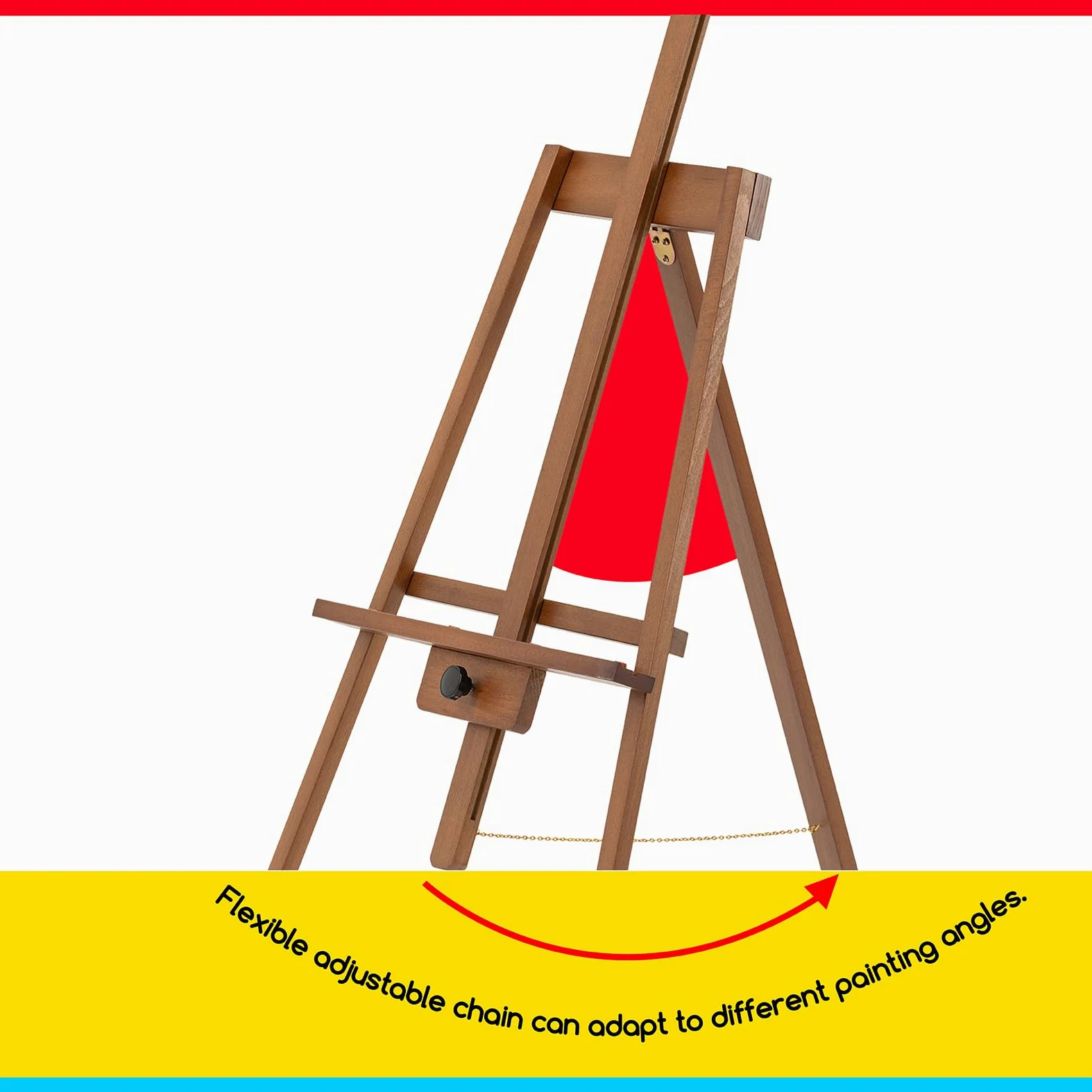 MEEDEN Cavalletto per pittura, con cornice in legno di faggio massiccio, cavalletto per pittura, cavalletto per artisti, può contenere tele fino a 109,2 cm, noce