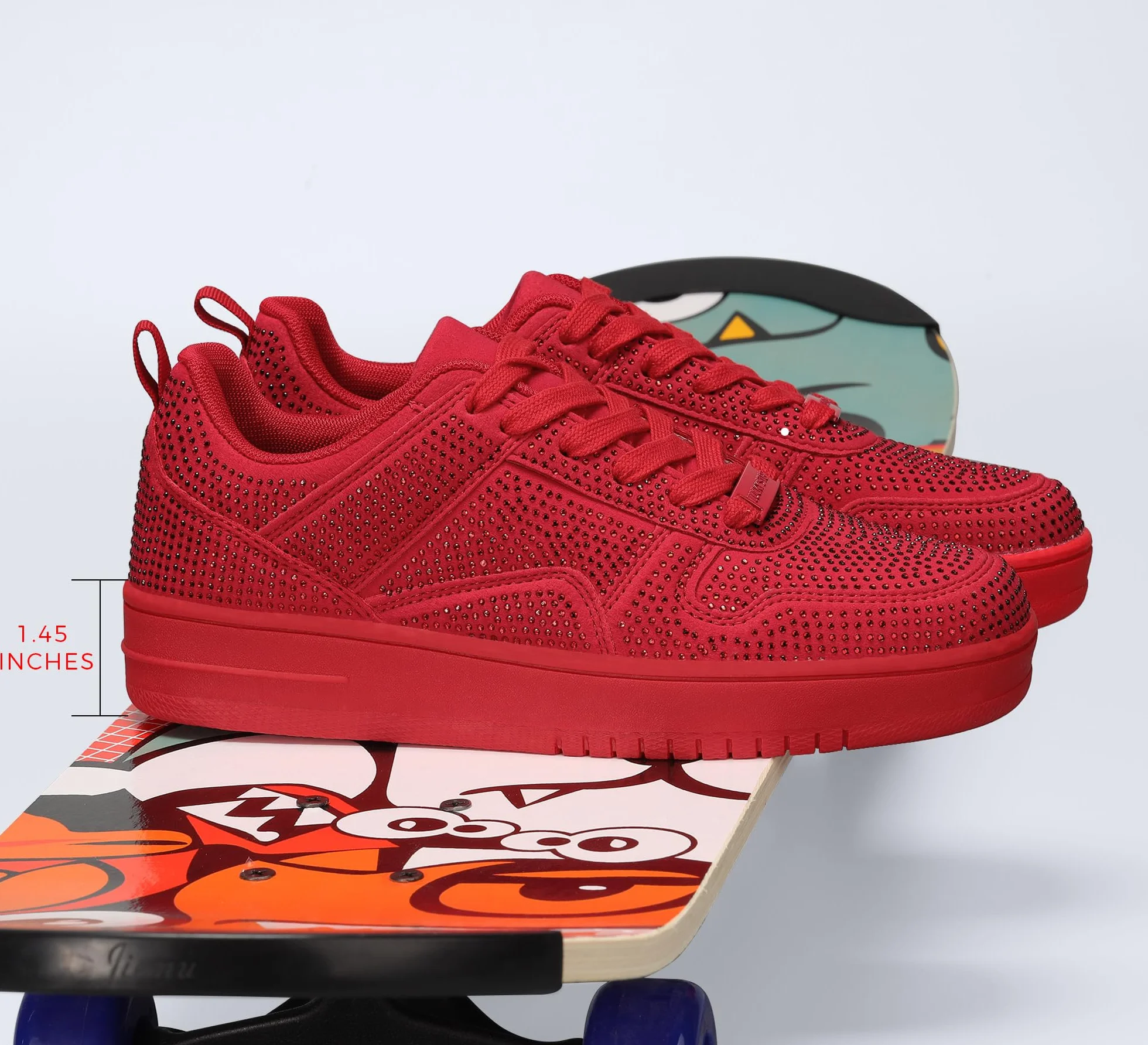 LUCKY STEP Sneakers Bianche in Pelle con Pietre Luccicanti