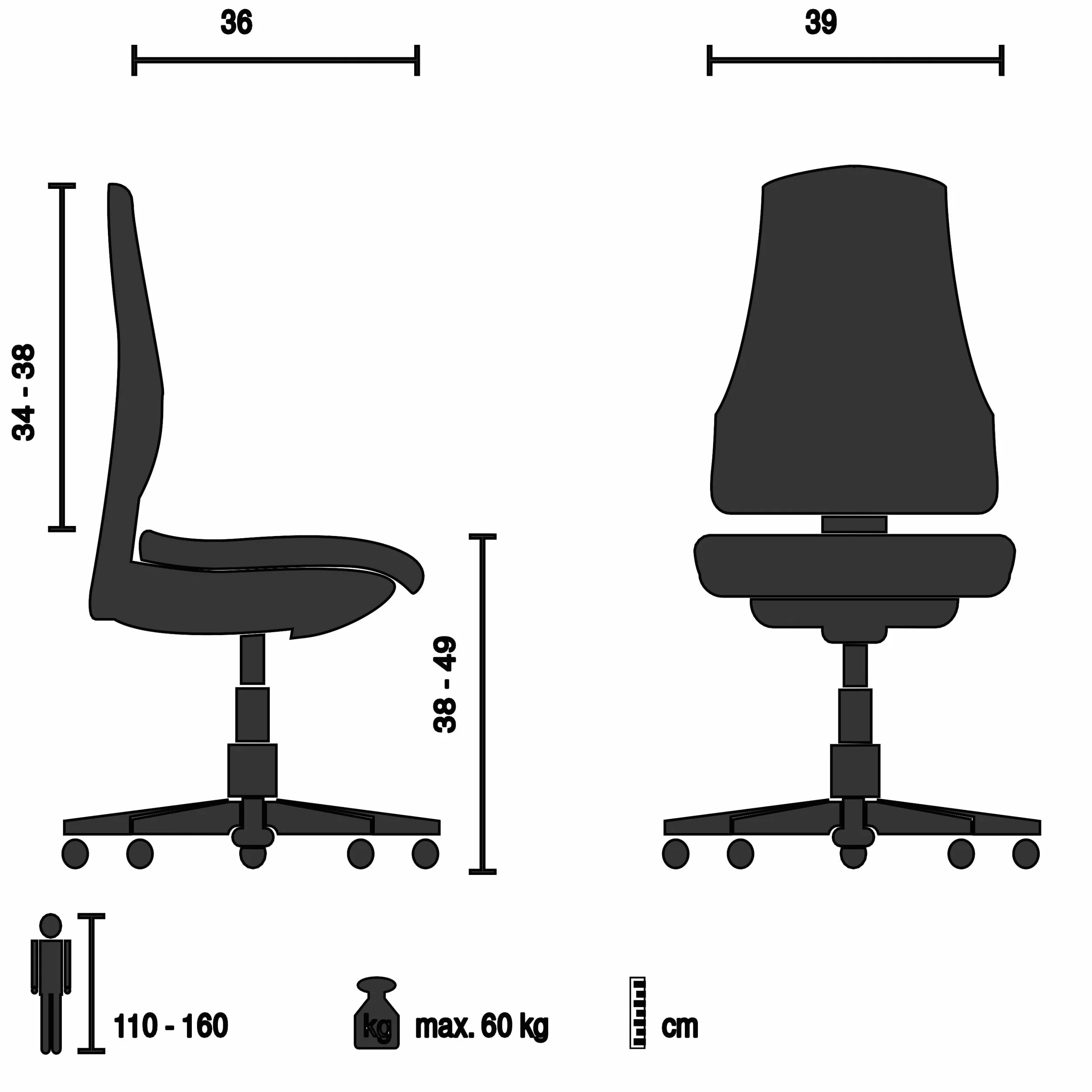 HJH Office sedia girevole per bambini con schienale regolabile in altezza KID CLASSIC Sedia da scrivania per bambini da 6 a 12 anni, verde