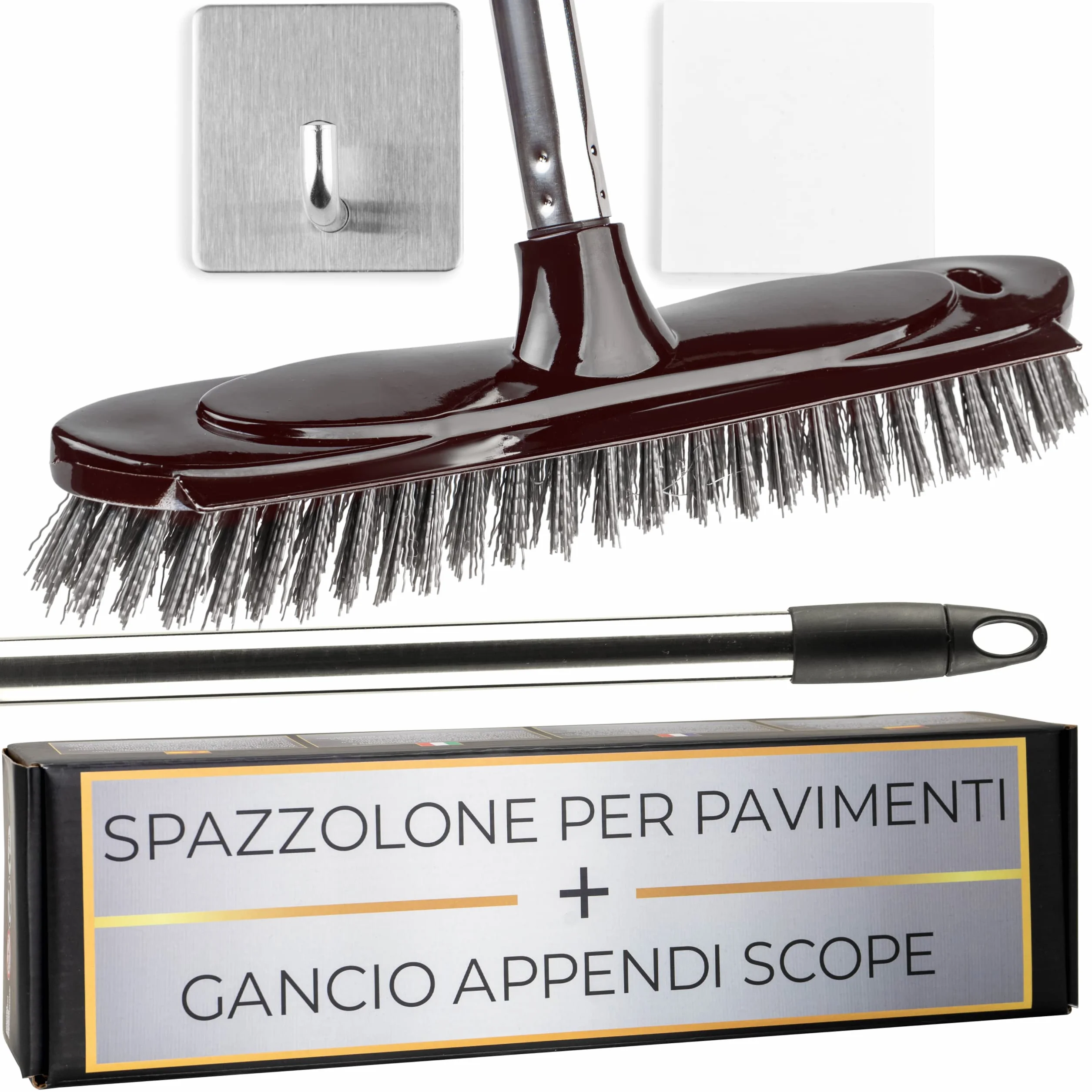 Spazzolone Telescopico Per Pavimenti Esterni con Manico