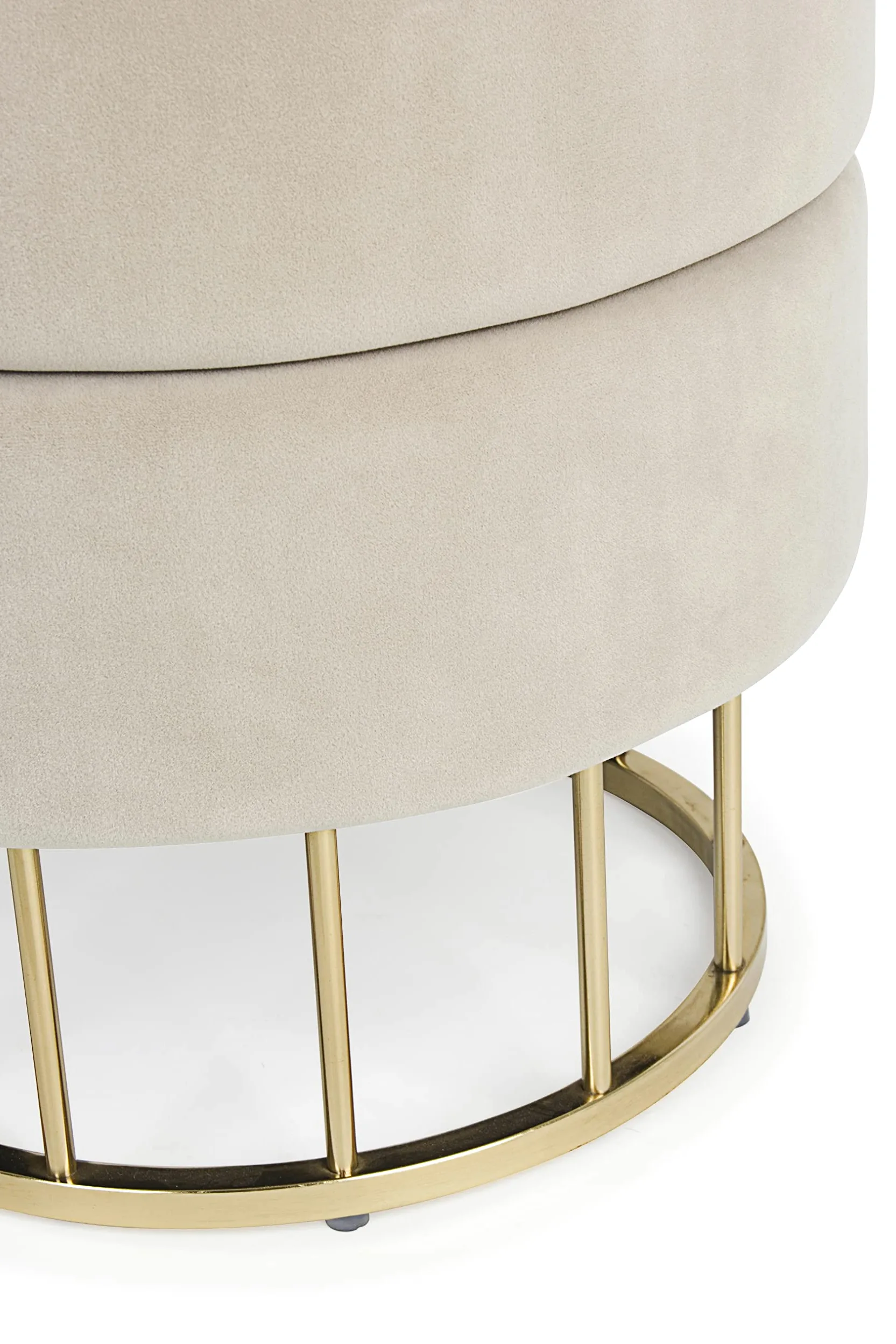 KONTE.DESIGN Pouf contenitore PAVLINA , tessuto effetto velluto Beige