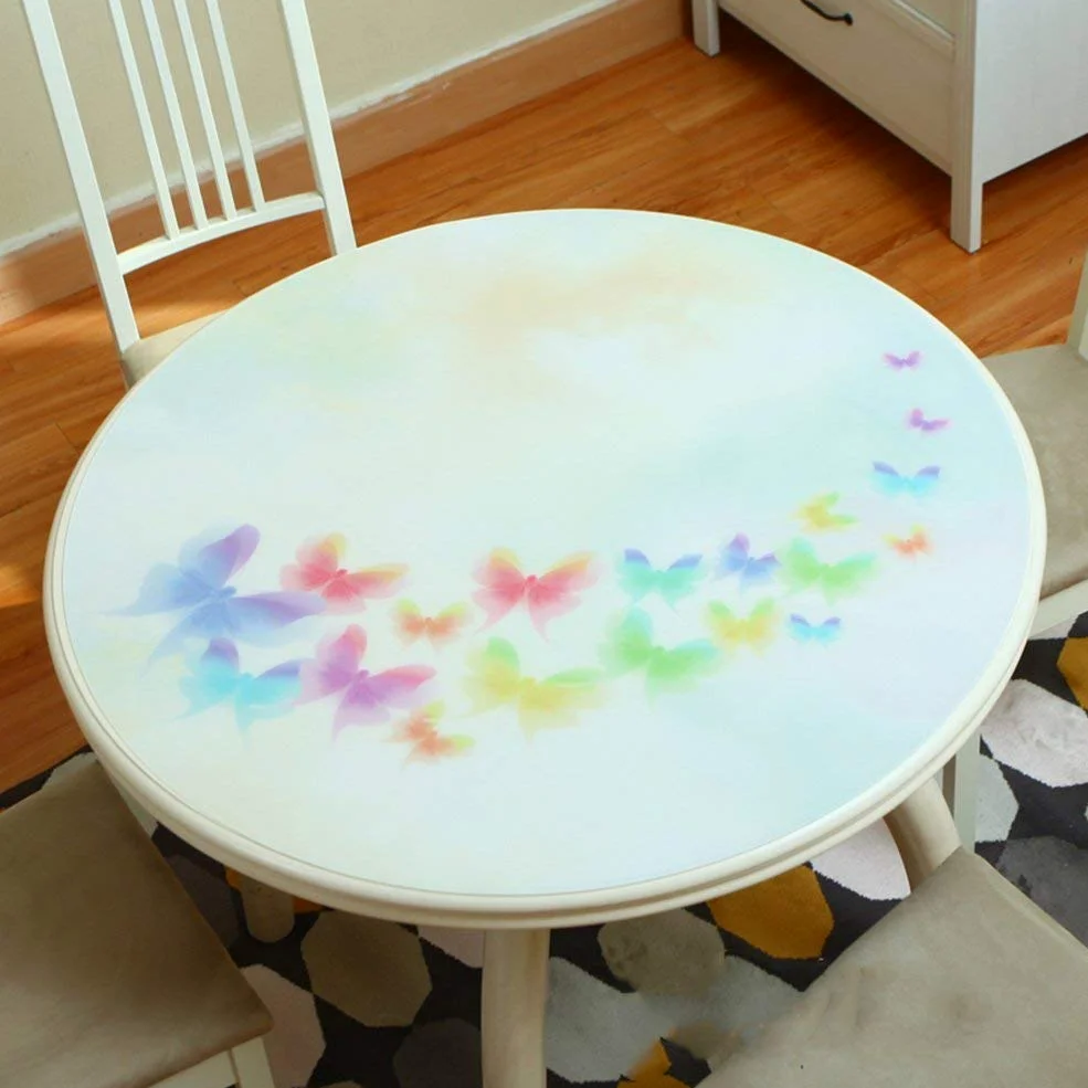 MU Tovaglia del tavolino da Salotto ， Tovaglia Facile da Pulire PVC Rotondo per la casa Tovaglietta di plastica Impermeabile antiscottatura per la casa ， Tovaglia per Ristorante,110 cm