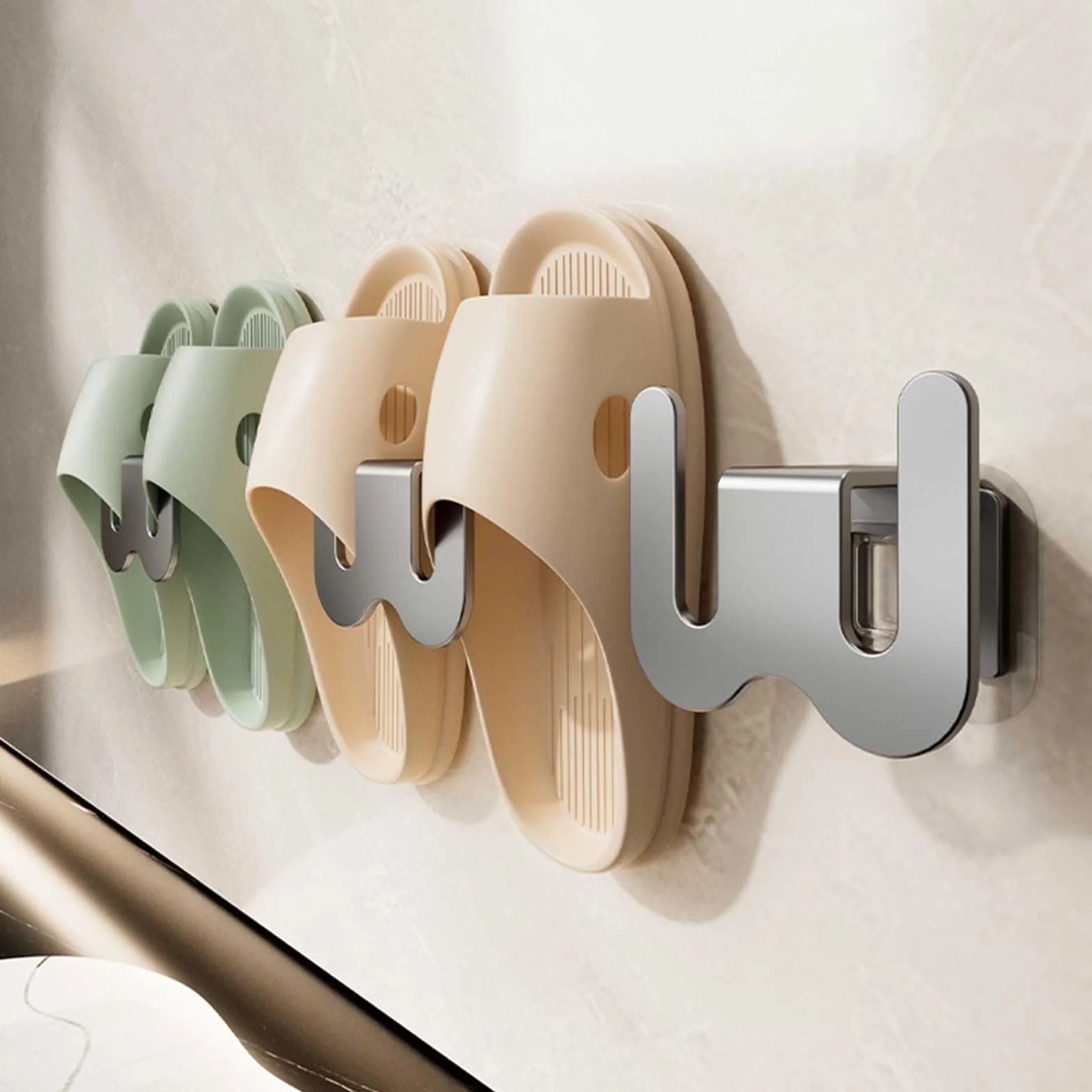 4 Pezzi Scarpiere Appeso in Alluminio, Portascarpe da Parete, Organizzatore Scarpe da Porta, Risparmia Spazio, per Ingresso, Soggiorno, Bagno, Balcone, Corridoio