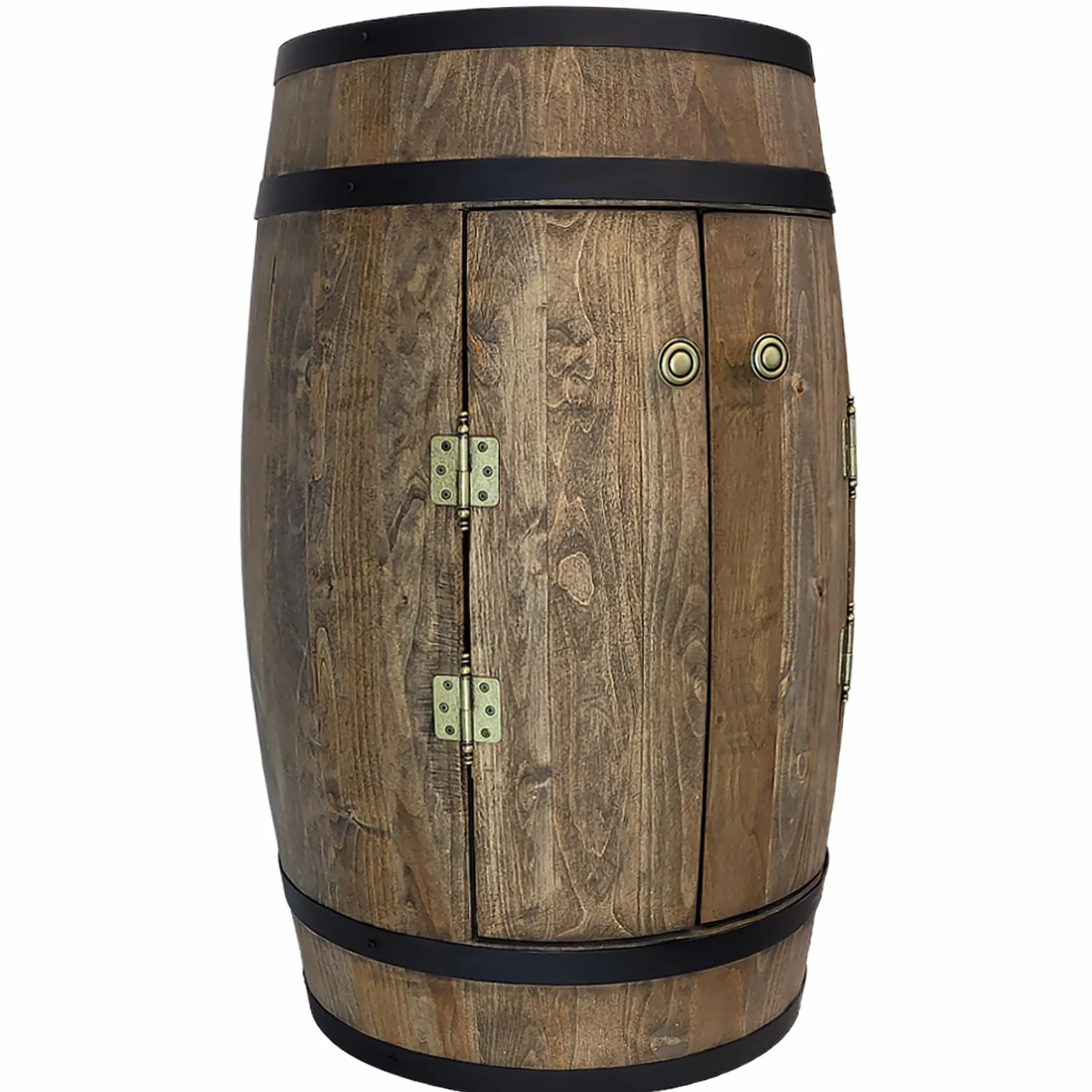 WEECO Barile con due ante, armadio per bevande, Whisky bar, Barile di vino, Cantinetta Portabottiglie in Legno, Mini Bar scaffale rotondo, Scaffale vino Botte vini, Barile Grappa, Barile da whisky