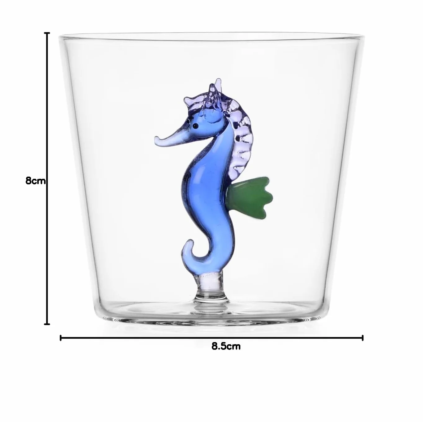Ichendorf Milano Tumbler Cavalluccio Marino Blu 30 cl Vetro Borosilicato Fatto a Mano