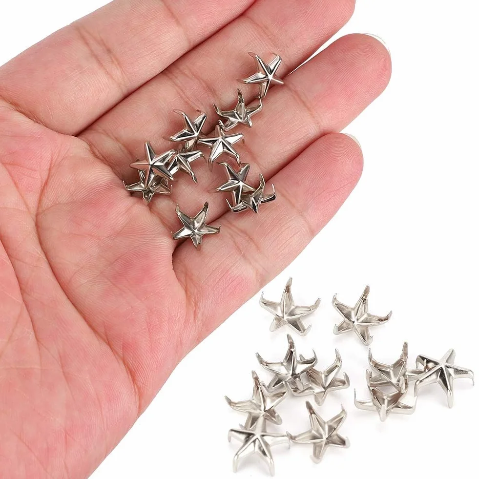 Rivetti Metallici Autoadesivi 200 Pezzi Borchie a Stella Claw Argento per Artigianato DIY