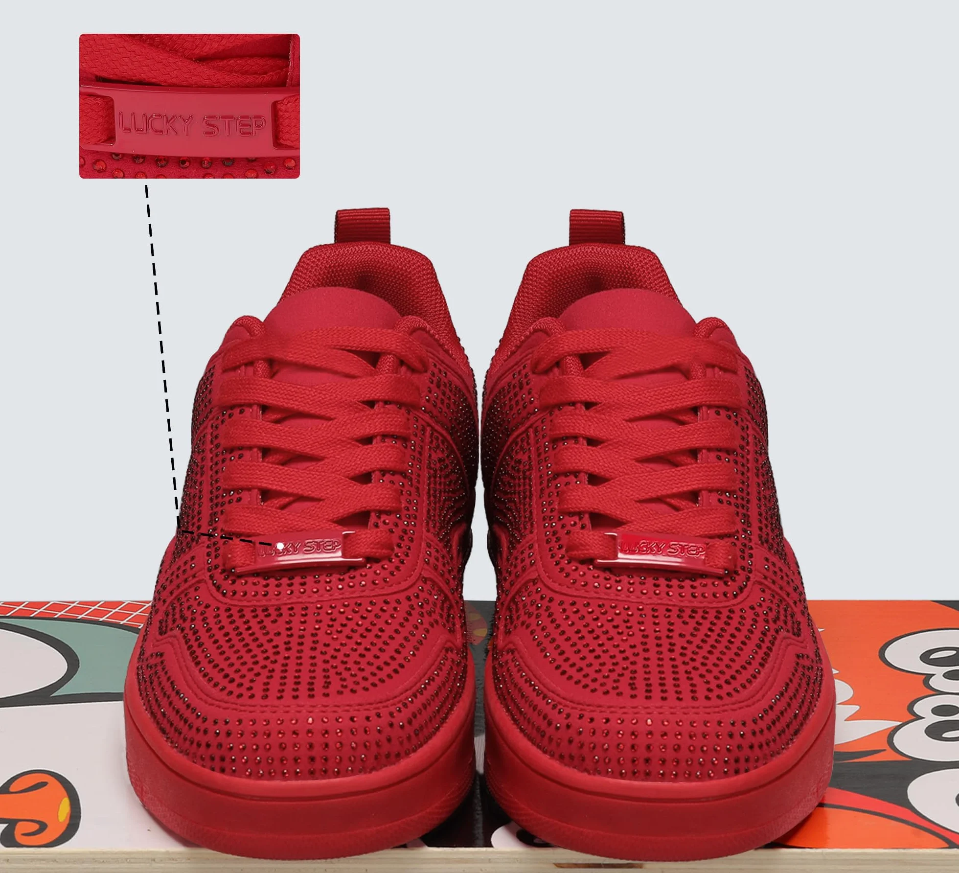 LUCKY STEP Sneakers Bianche in Pelle con Pietre Luccicanti