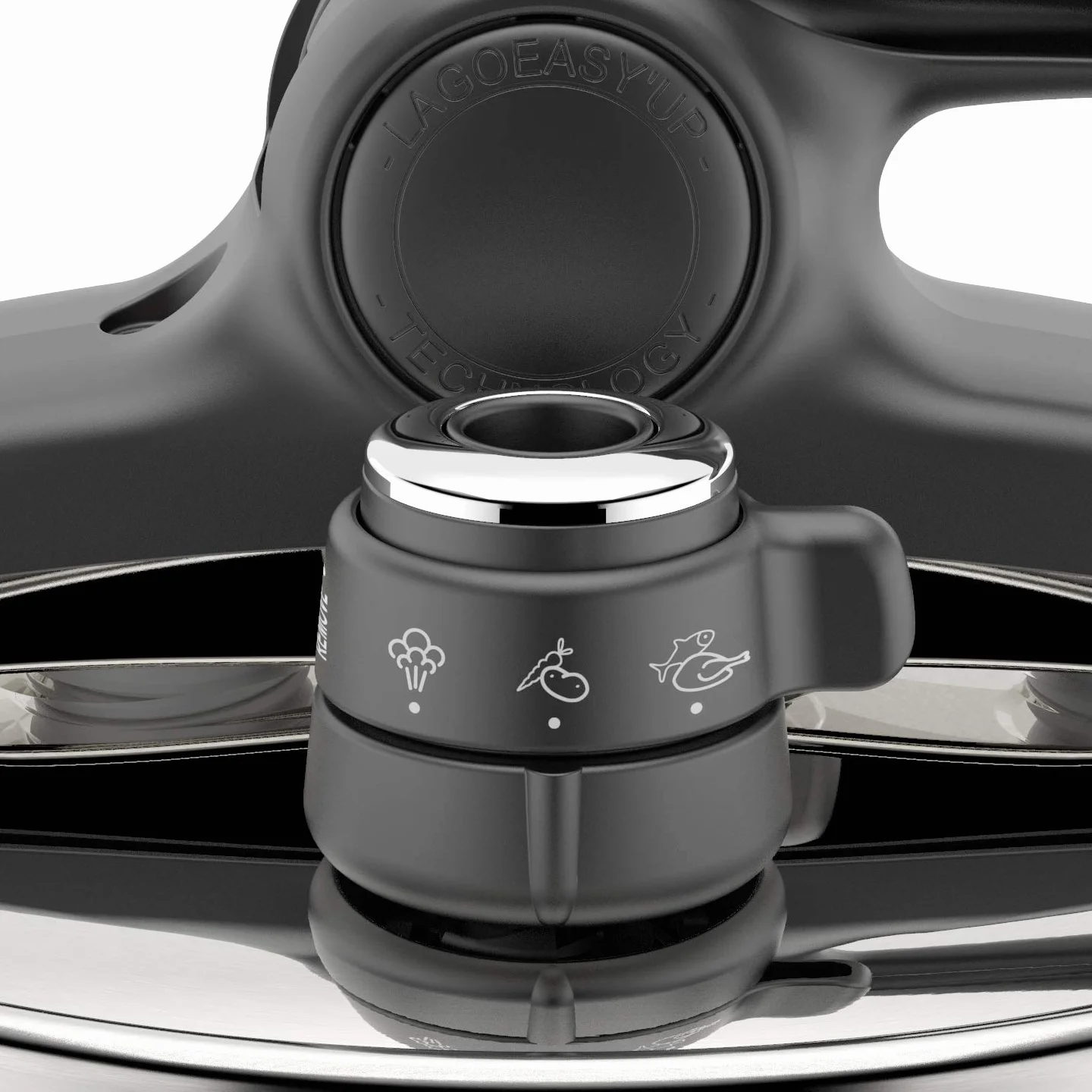 Lagostina Briosa LagoeasyUp Pentola a Pressione in Acciaio Inox 18/10 con Apertura Facile, Fondo Lagofusion e Valvola a Due Pressioni, Pentola a Pressione per Induzione e Gas, Capacità 5L