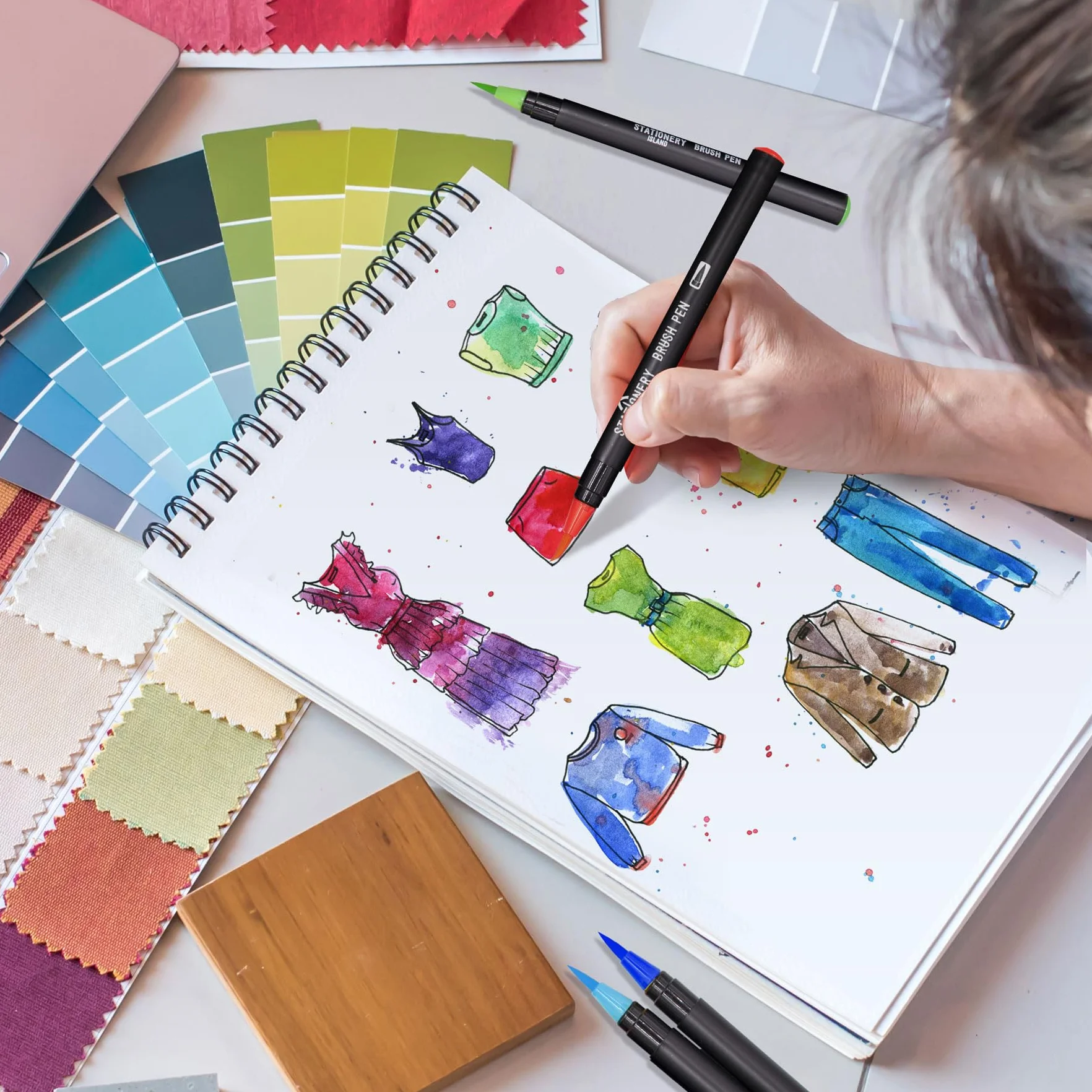 Pennarelli Acquarello 36 Colori con Penna Pennello Set Calligrafia Disegno