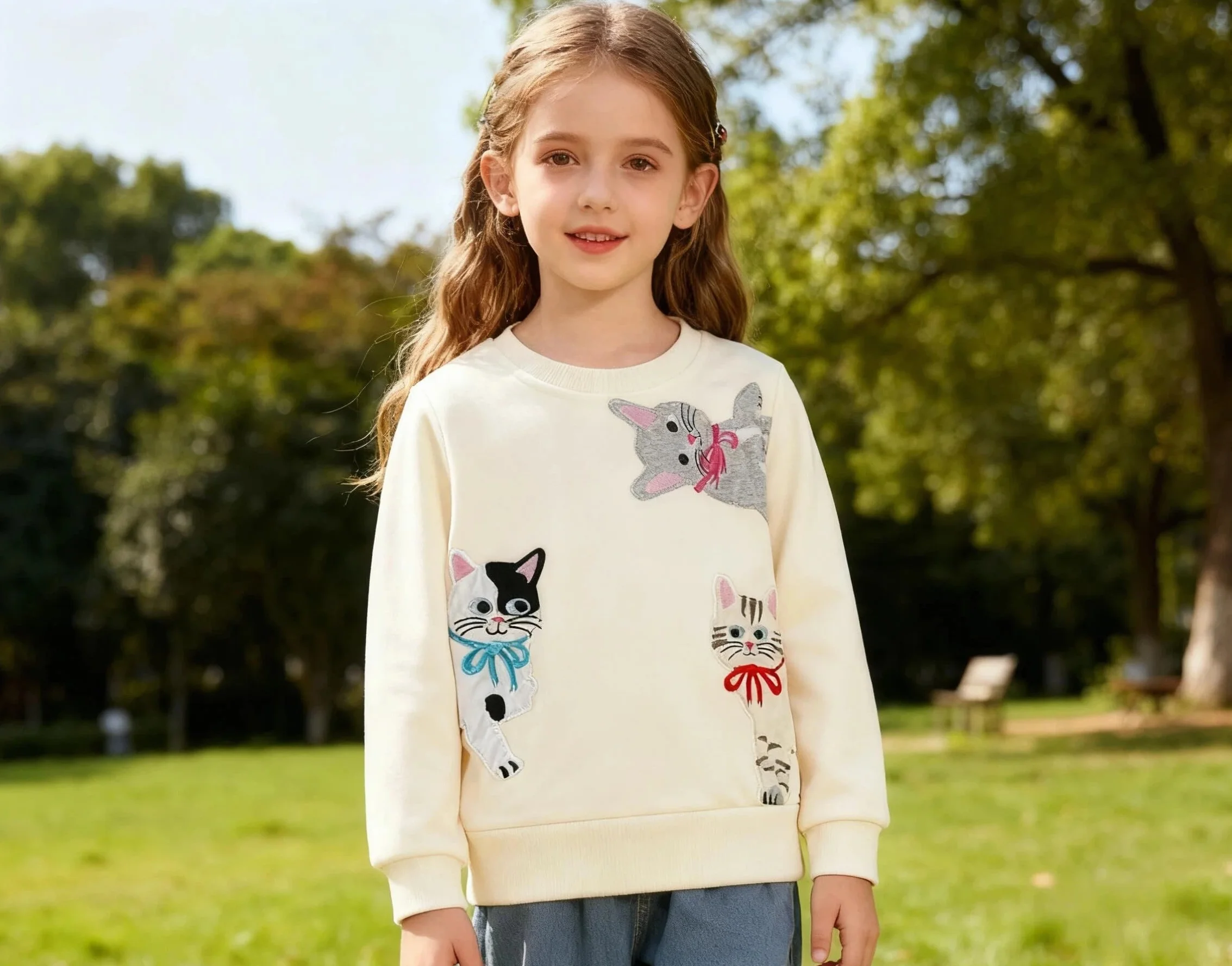 Felpa Bambina Senza Cappuccio Pullover Bimba Cotone Maglione Girocollo Unicorno 2-8 Anni